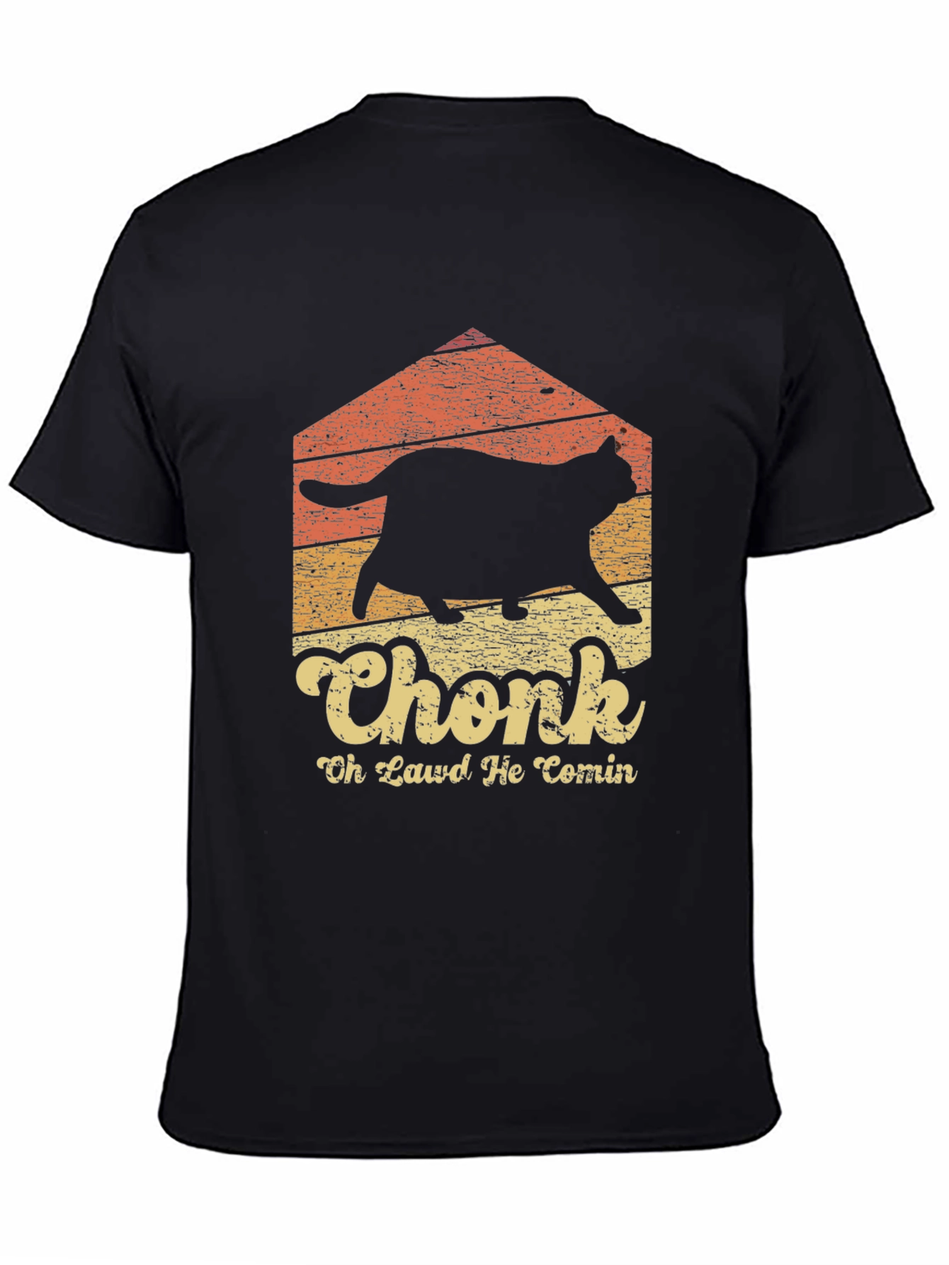Black Chonk Cat T-Shirt - Oh Lawd He Comin' view 4