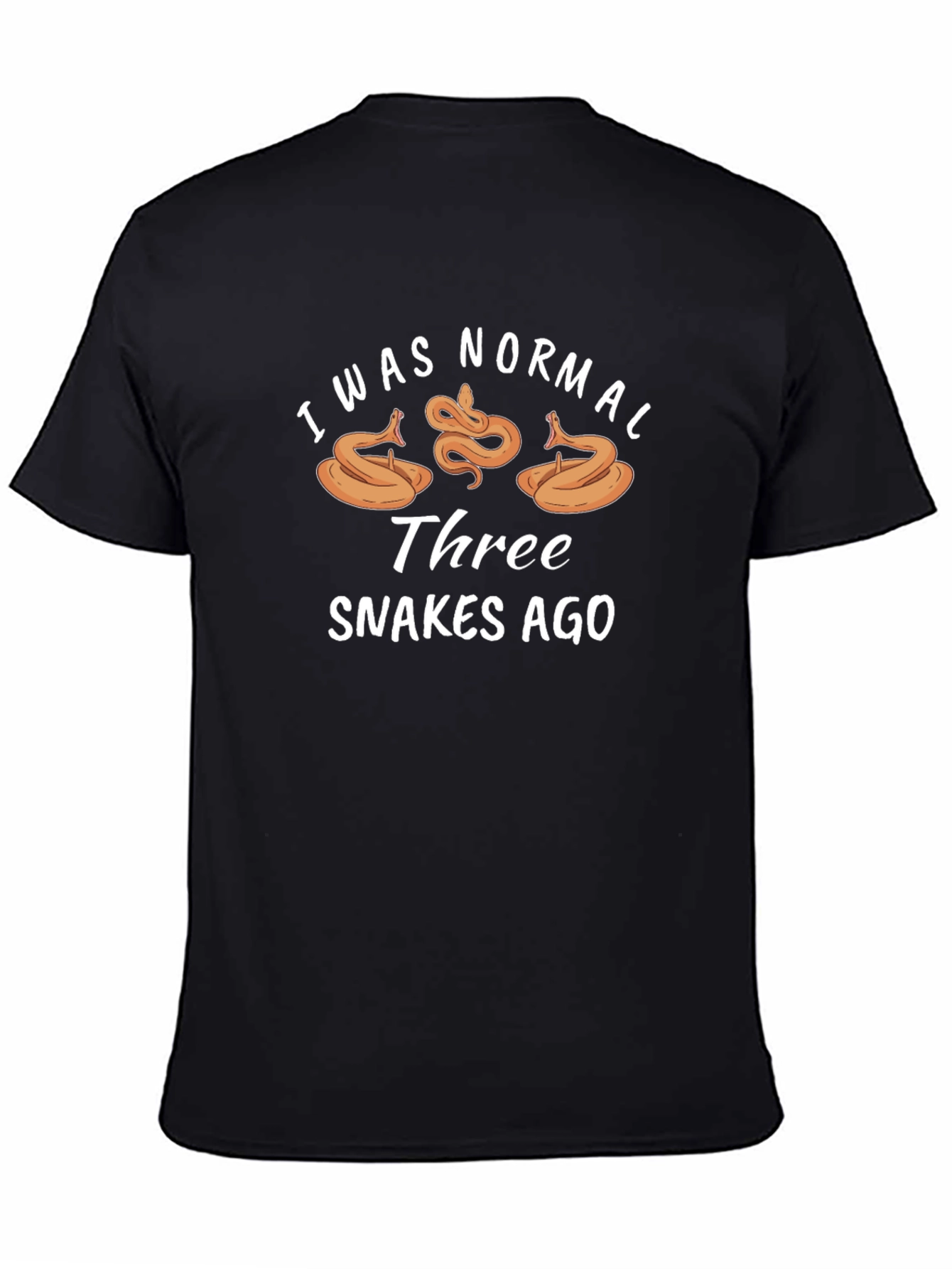 Black I Was Normal Three Snakes Ago Black T-Shirt view 4