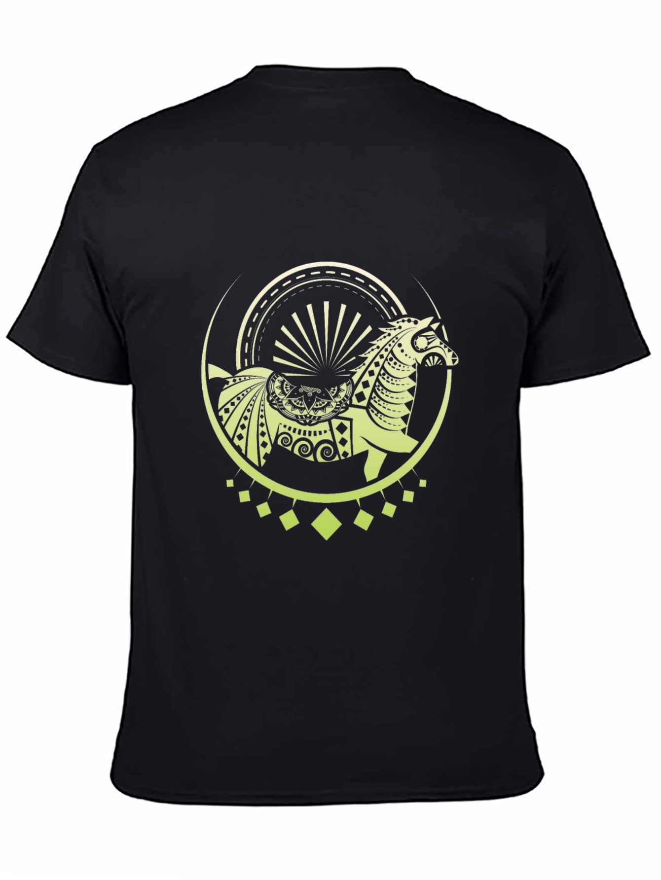 Black Tribal Horse Graphic Black T-Shirt view 4