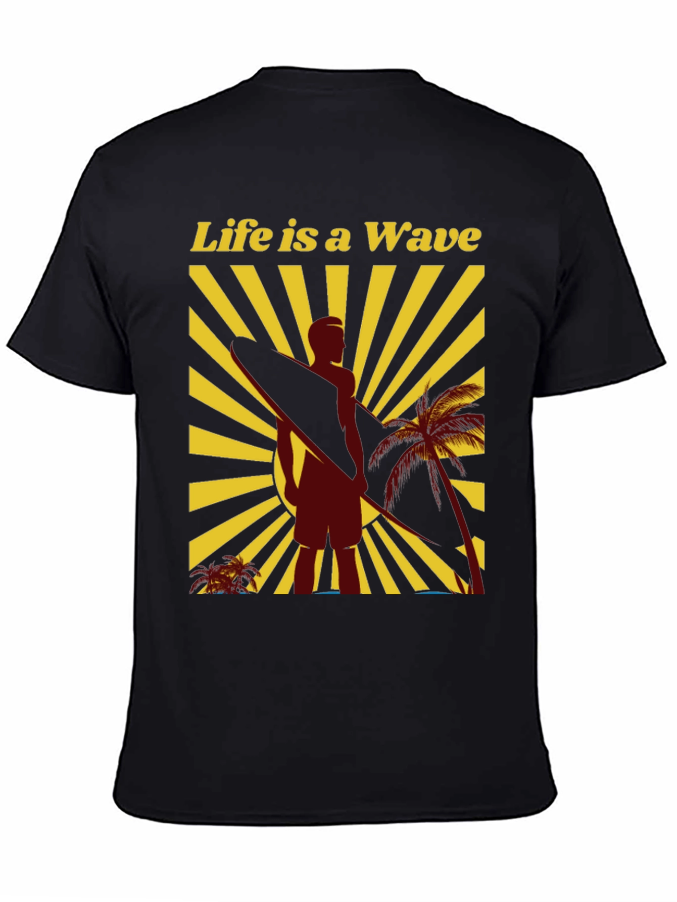 Black Life is a Wave Graphic Tee - Surfer T-Shirt view 4