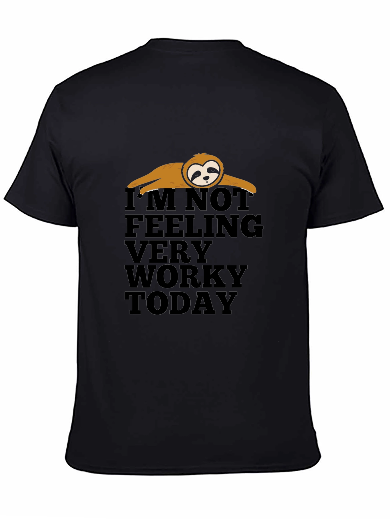 Black Lazy Sloth Funny Graphic T-Shirt view 4