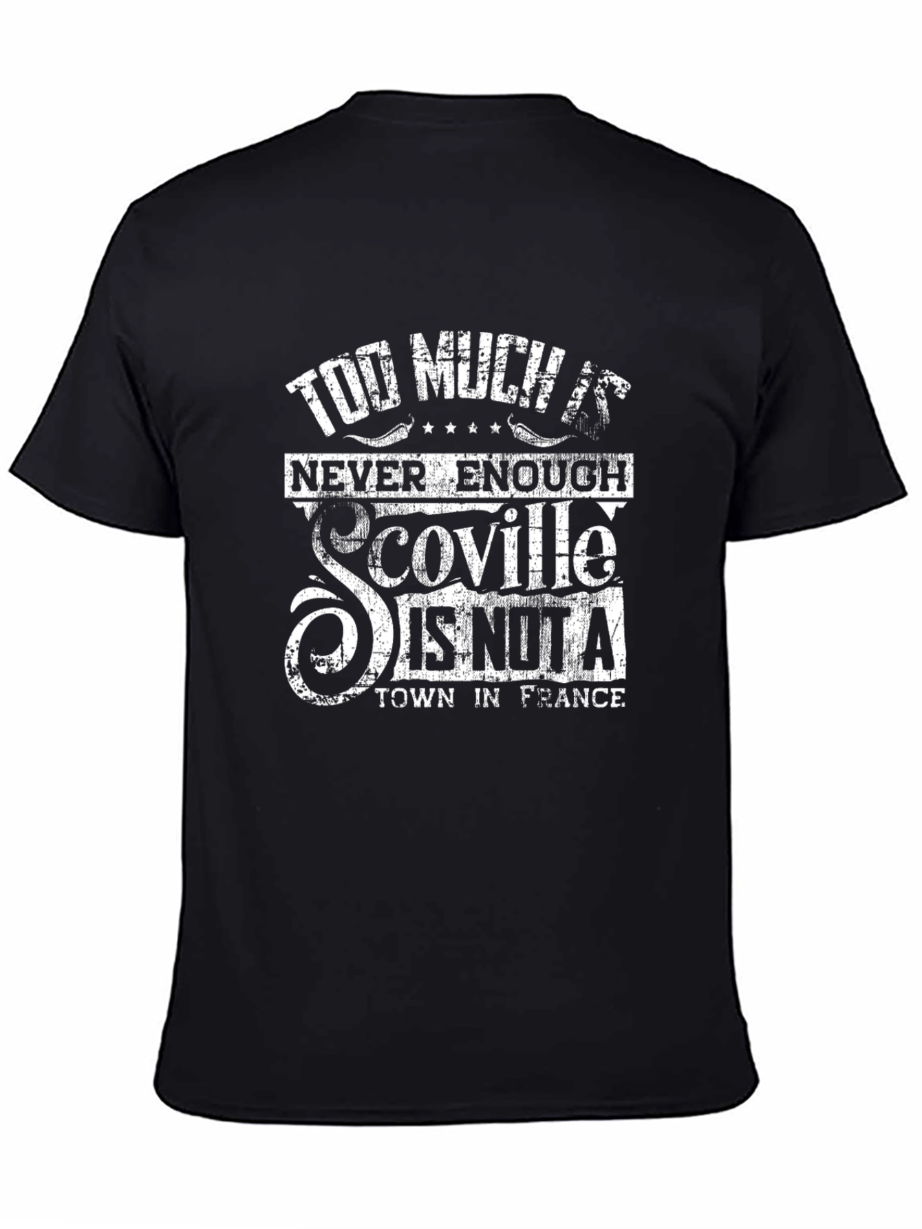 Black Too Much Scoville Never Enough Graphic Tee view 4