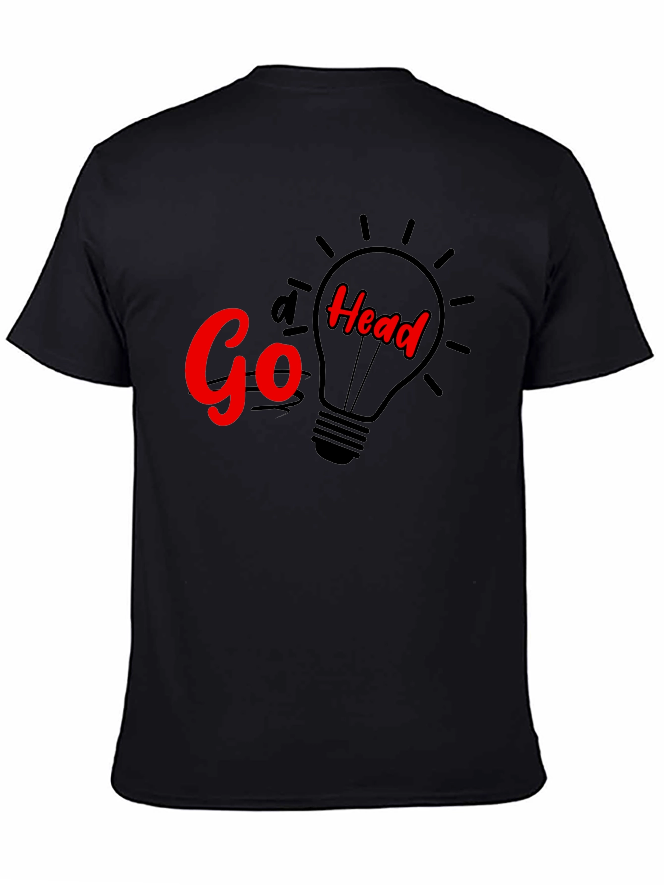 Black Go Head Lightbulb Graphic T-Shirt view 4