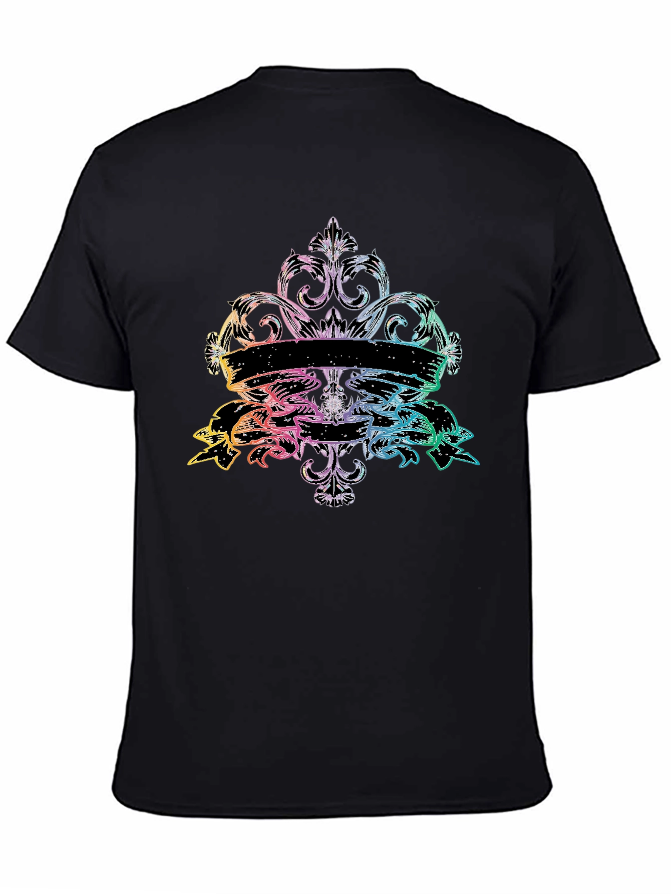 Black Rainbow Fleur-de-Lis Black T-Shirt view 4