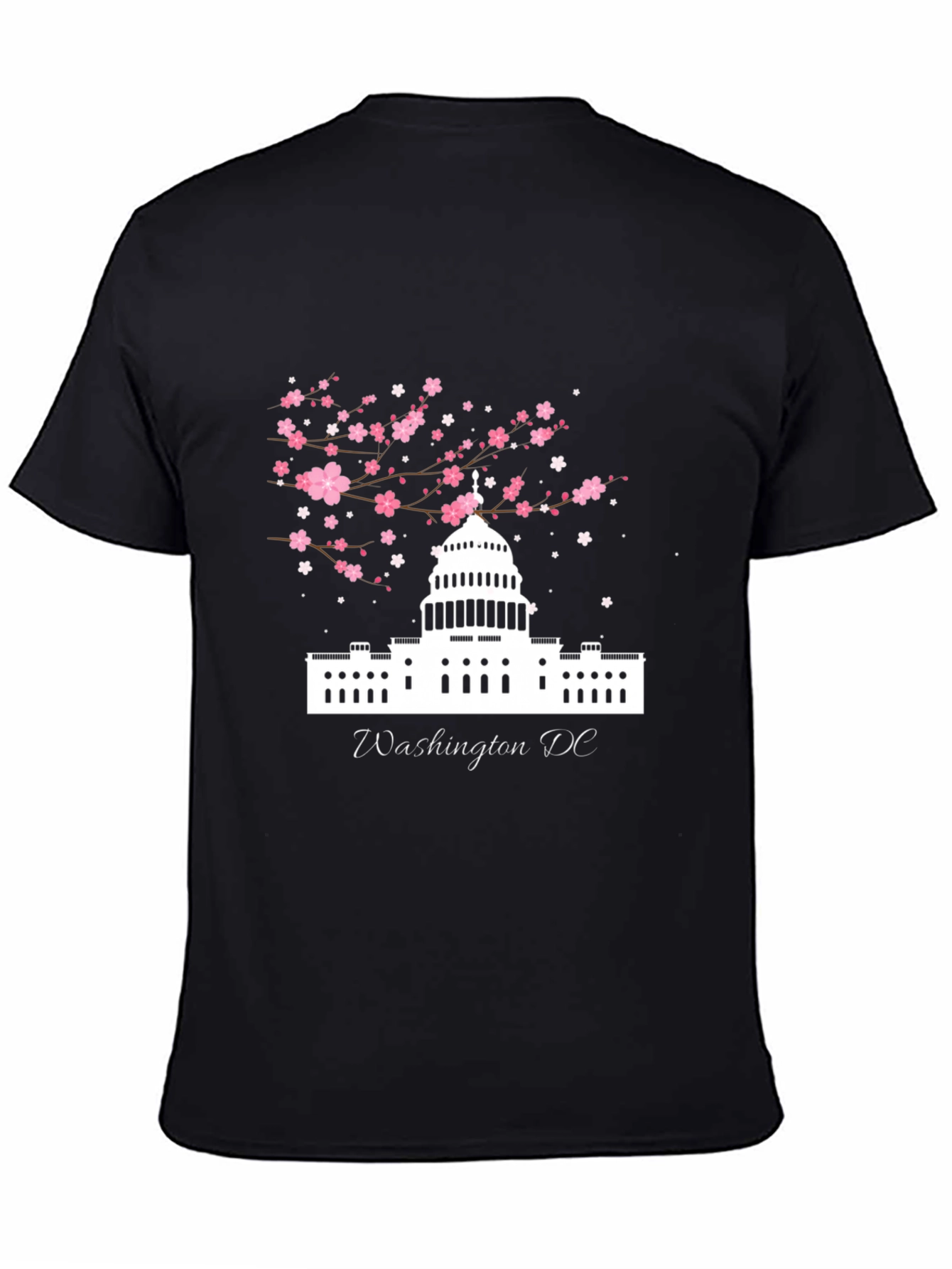 Black Washington DC Cherry Blossom T-Shirt view 4