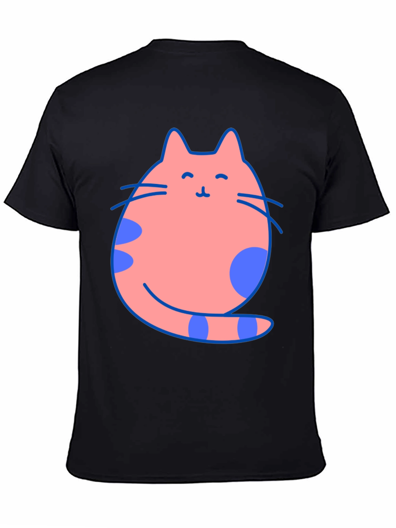 Black Cute Cat Graphic Tee - Black Cotton Blend view 4