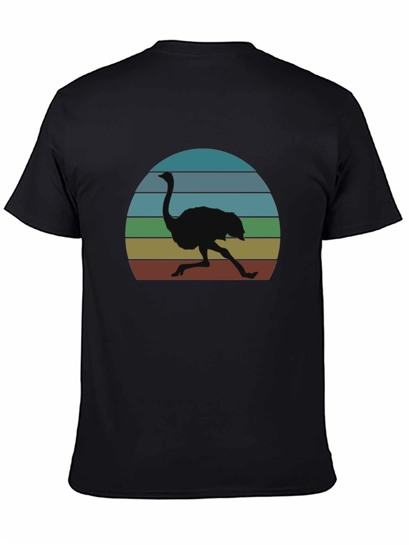 Black Retro Ostrich Sunset T-Shirt view 4