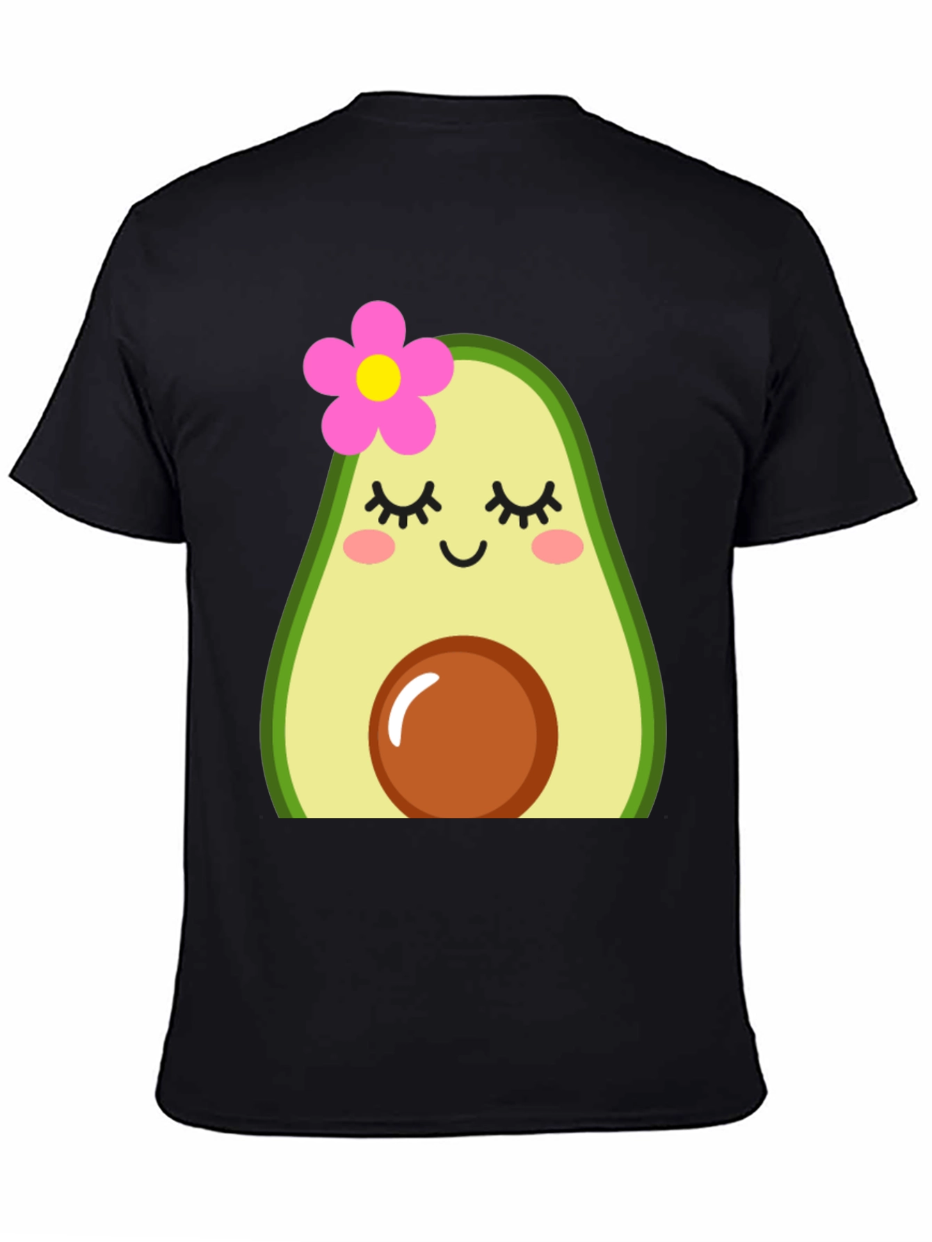 Black Cute Avocado Graphic Tee - Unisex Black T-Shirt view 4