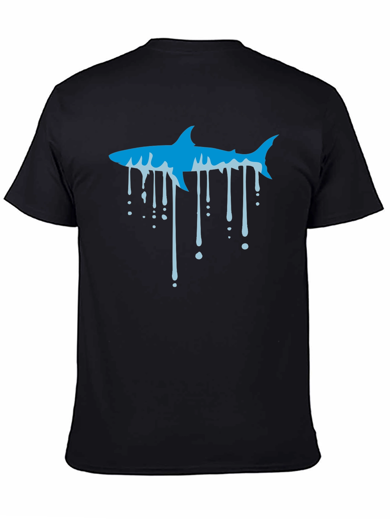 Black Cool Shark Drip Graphic Black T-Shirt view 4