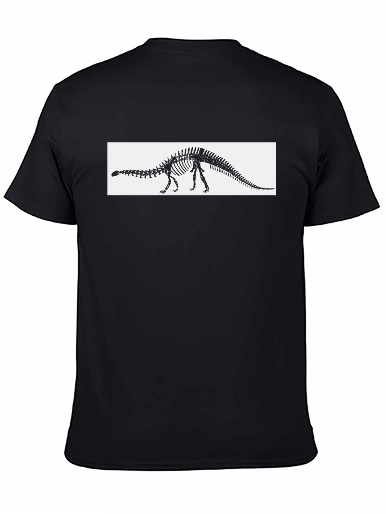 Black Dinosaur Skeleton Graphic Tee - Black Cotton T-Shirt view 4