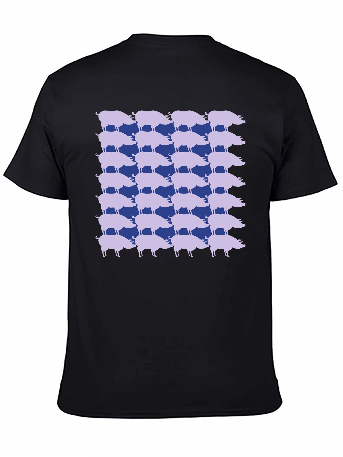 Black Pig Pattern Tee - Unique Graphic Print view 4