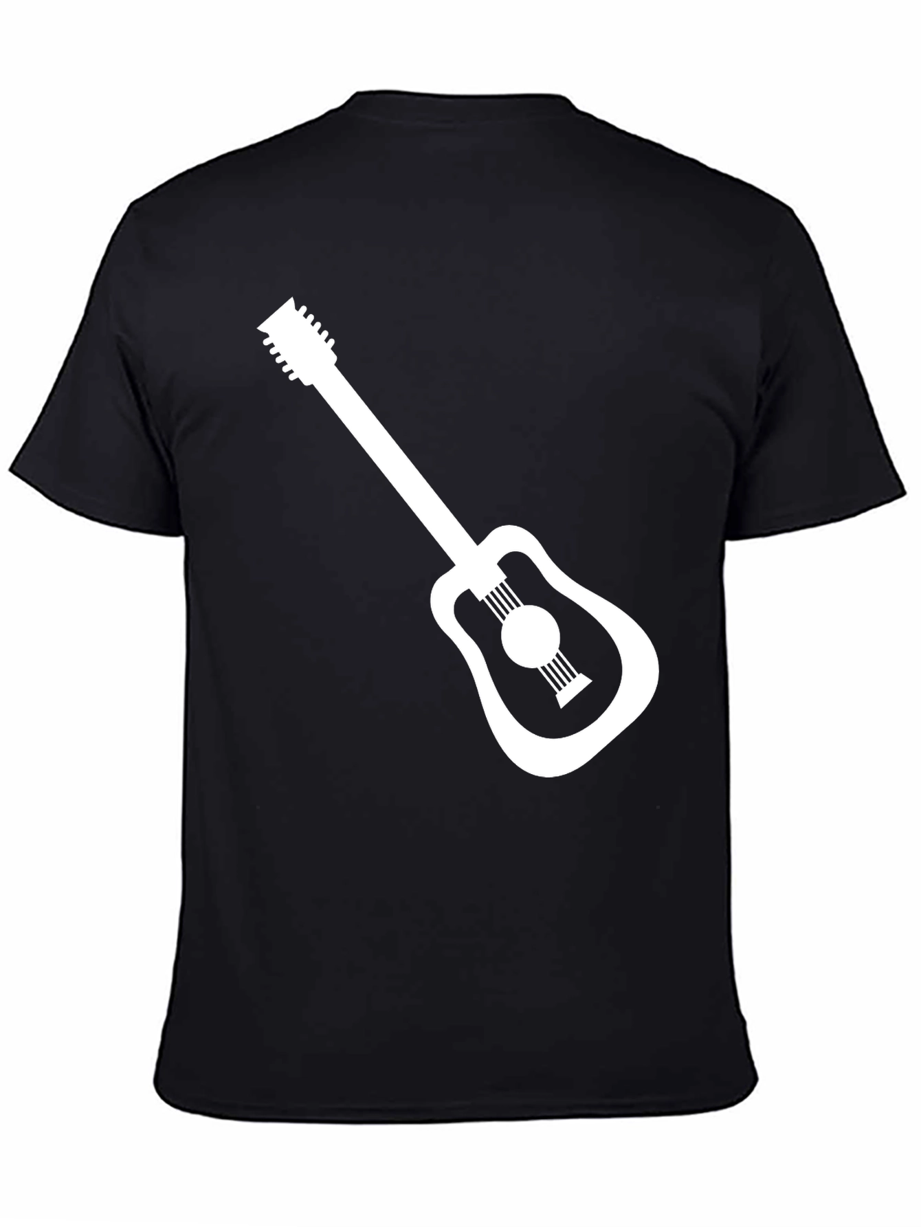 Black Guitar Graphic Tee - Black Cotton Casual T-Shirt view 4