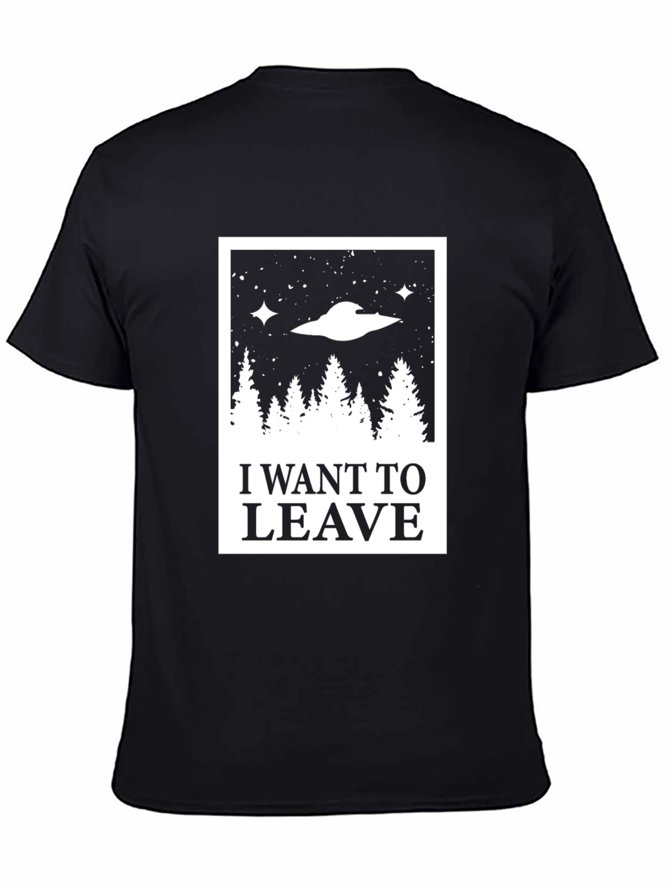 I Want to Leave UFO Graphic Tee - Black Cotton Shirt - 4