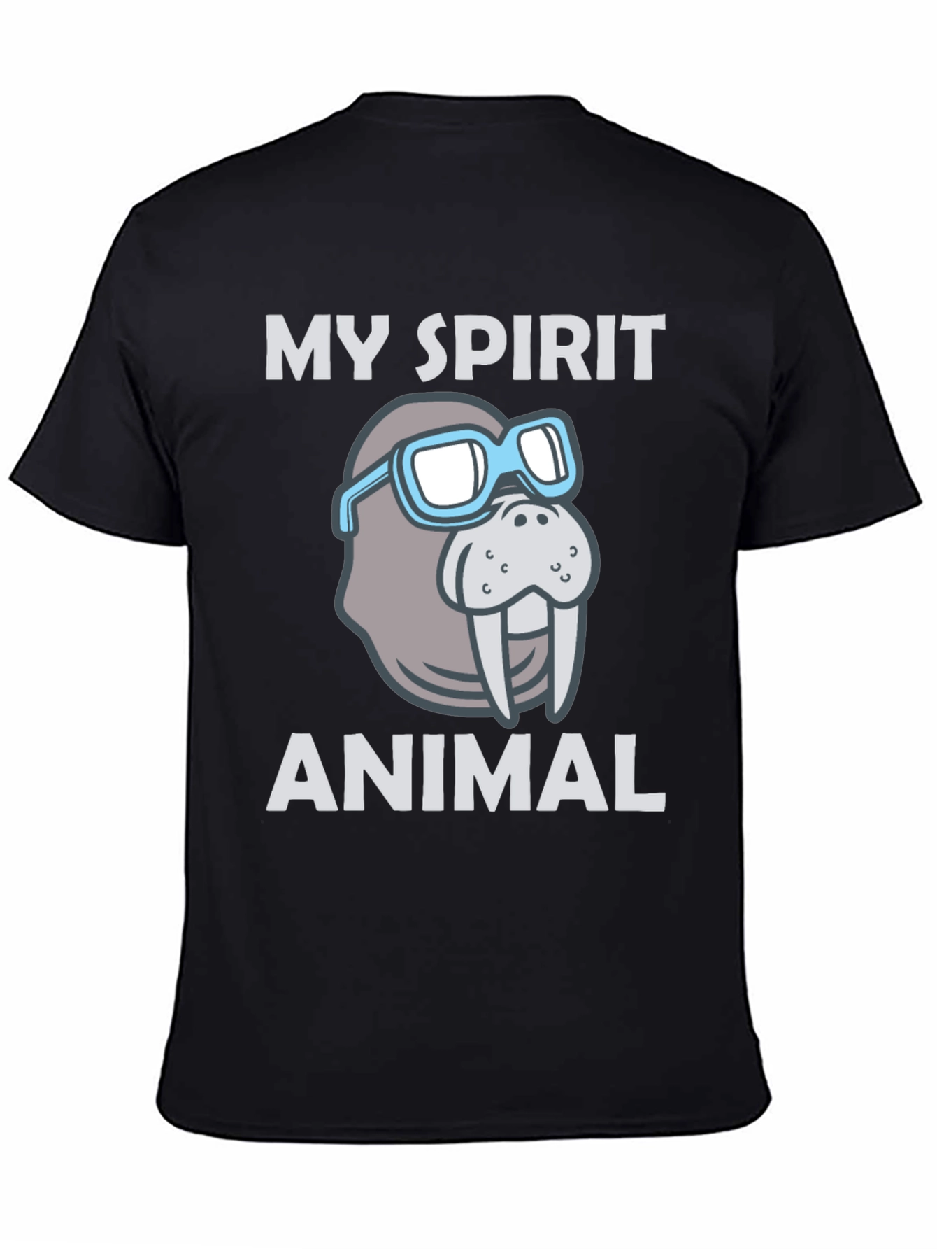 Black My Spirit Animal Walrus Graphic T-Shirt view 4