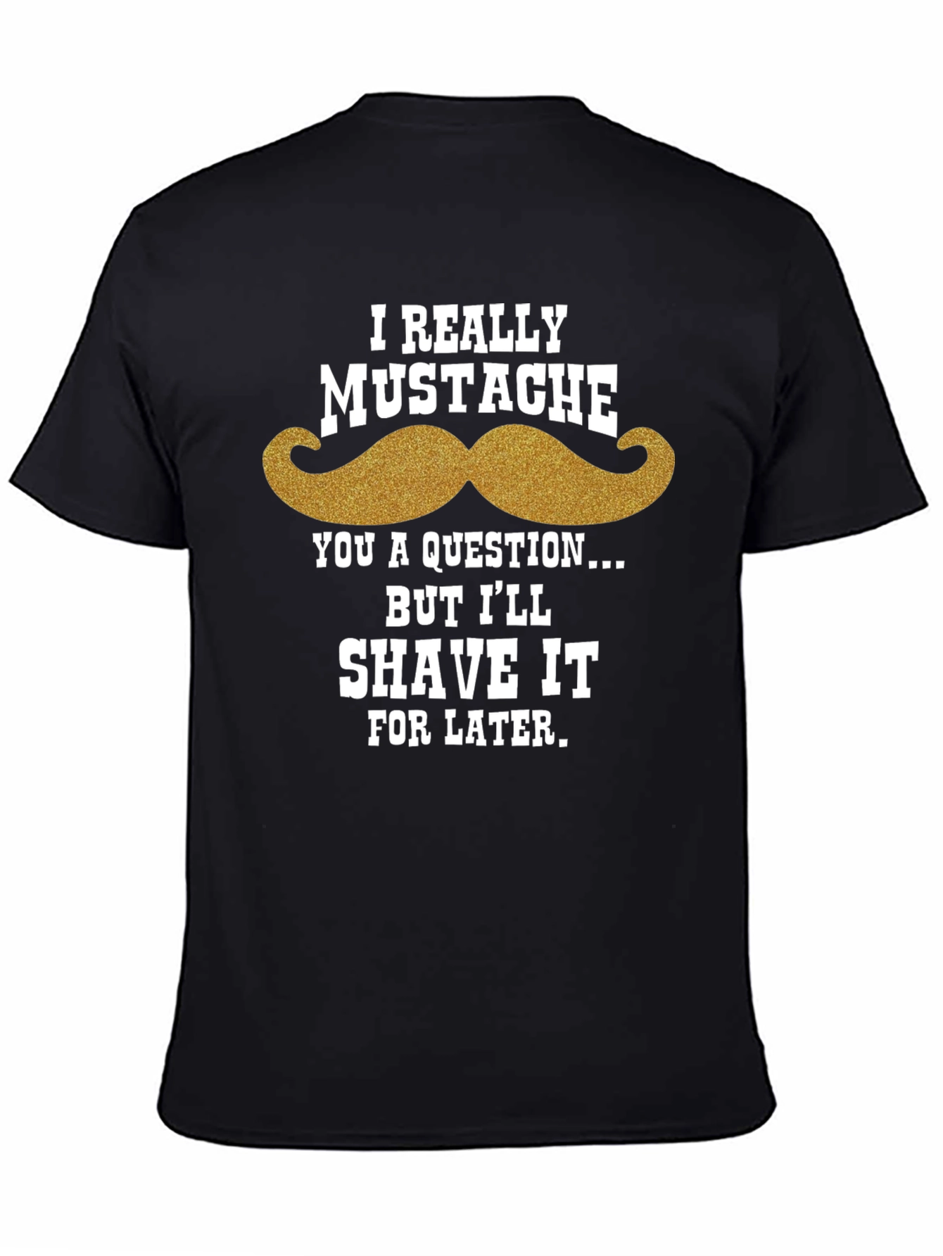 Black Mustache Question Men's T-Shirt - Funny Humor Tee view 4