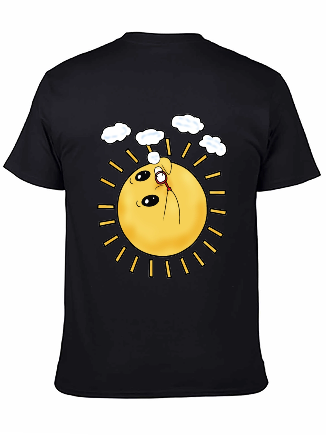 Black Funny Sun Blowing Bubbles Graphic Tee view 4
