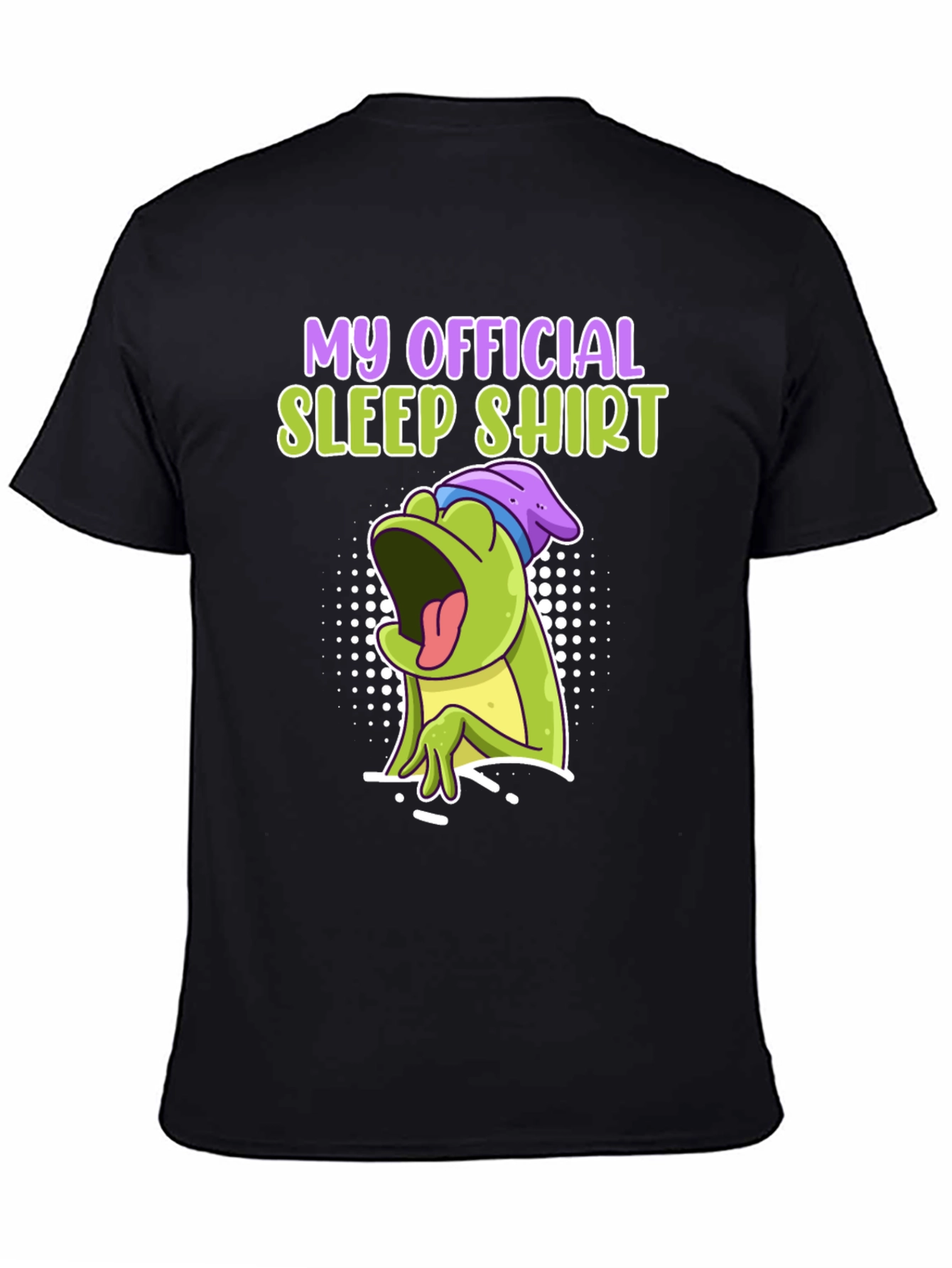 Black Official Sleep Shirt - Funny Frog Design view 4