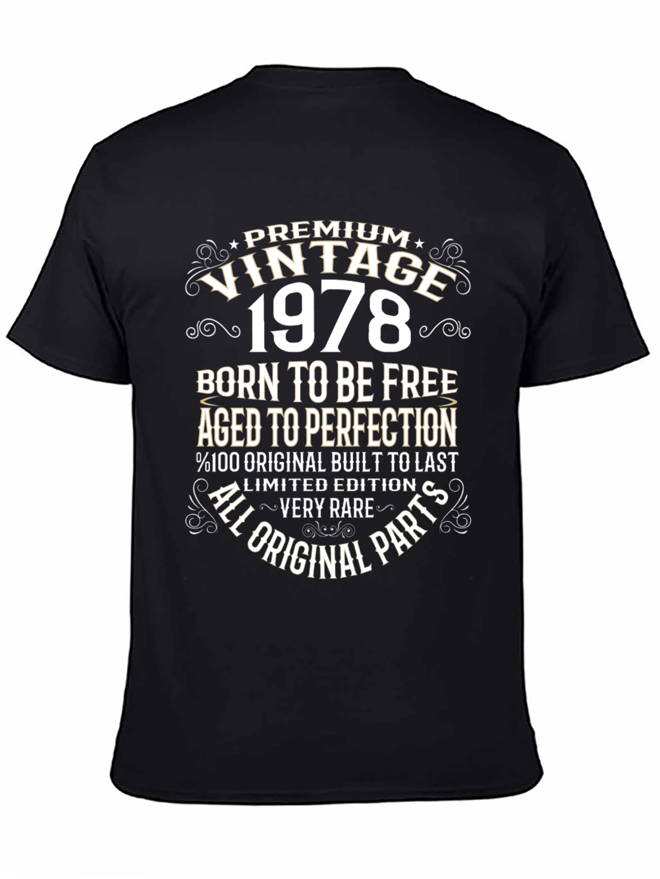 Black Vintage 1978 Birthday T-Shirt - Born to Be Free view 4