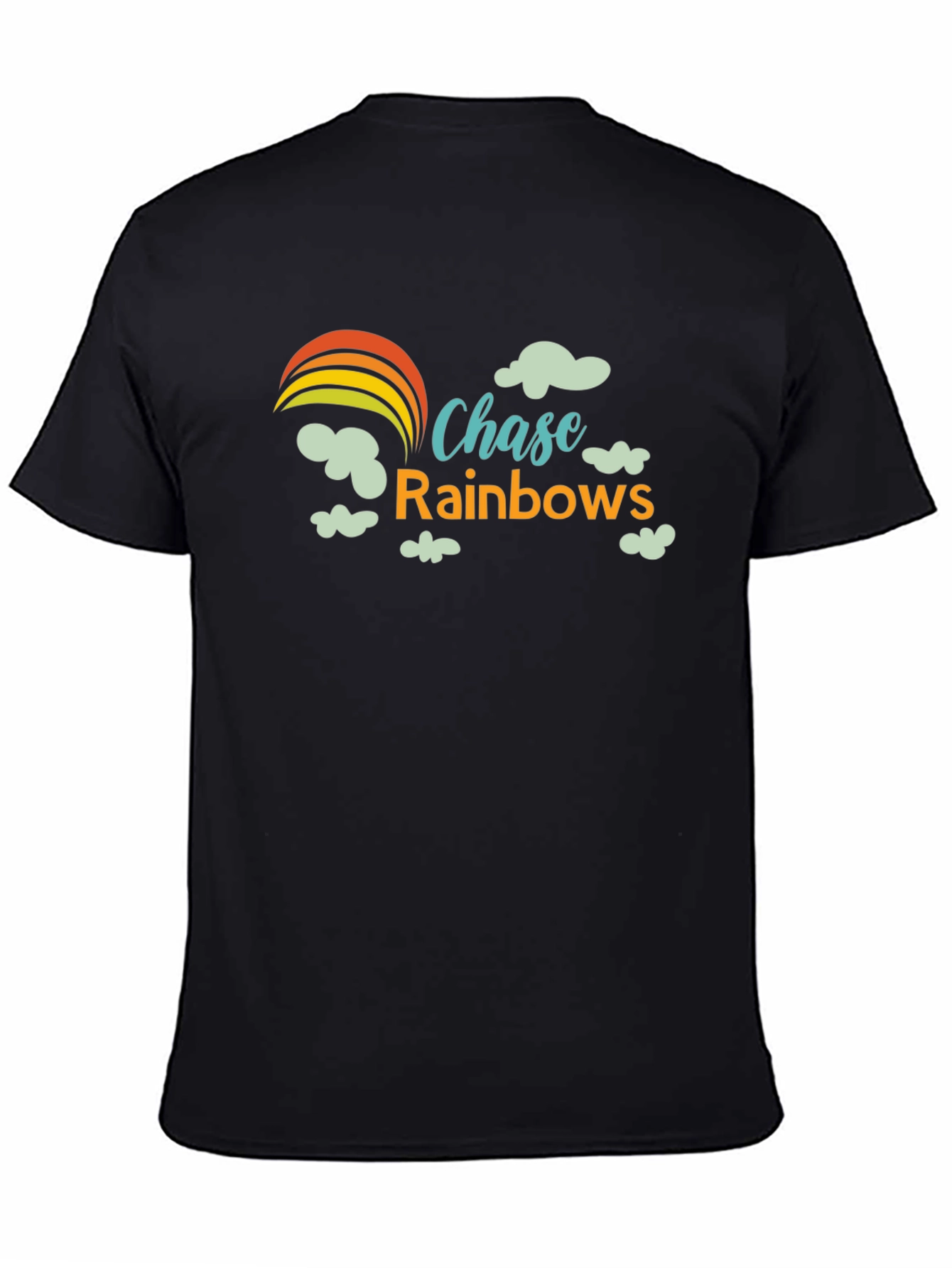 Black Chase Rainbows Graphic Tee - Black Cotton T-Shirt view 4