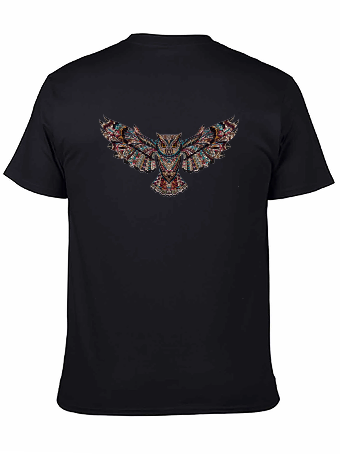 Black Black Owl Print Graphic Tee view 4