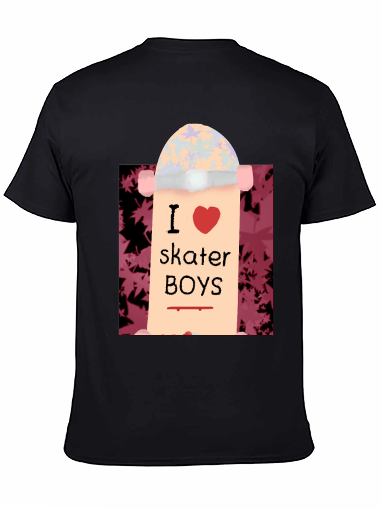 Black I Love Skater Boys T-Shirt | Unique Skateboard Tee view 4