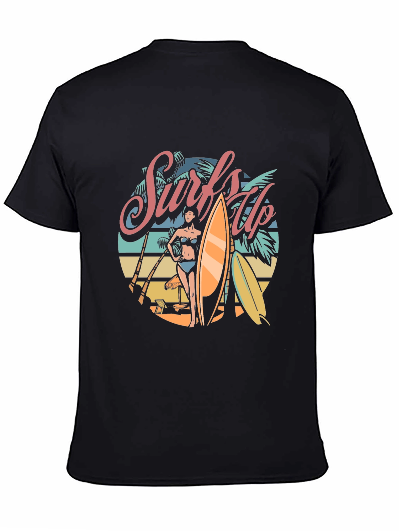 Black Surfs Up Graphic T-Shirt - Beach Vibes view 4