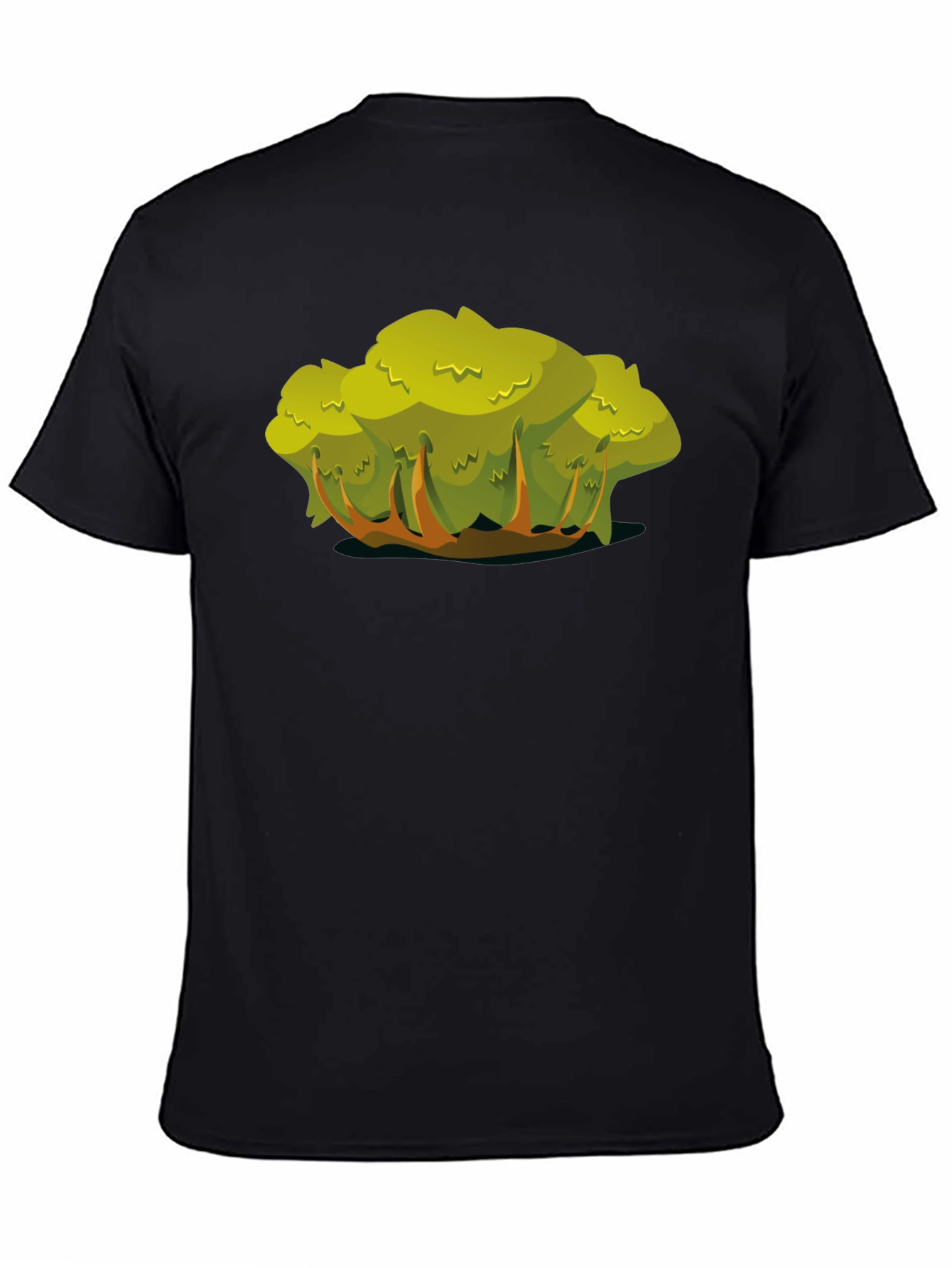 Black Cartoon Bush Black T-Shirt view 4