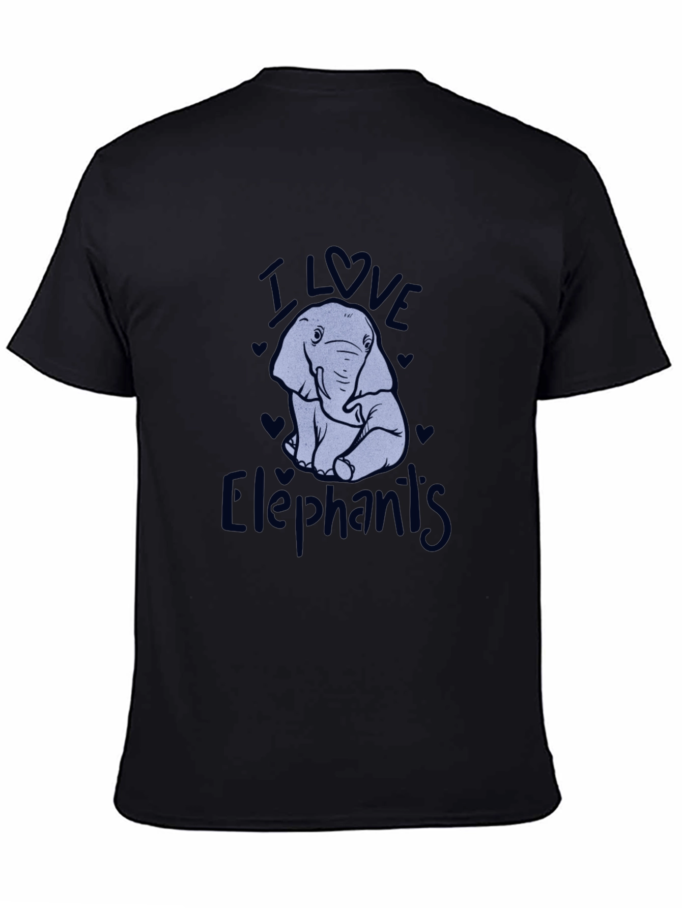 Black I Love Elephants Black Graphic T-Shirt view 4