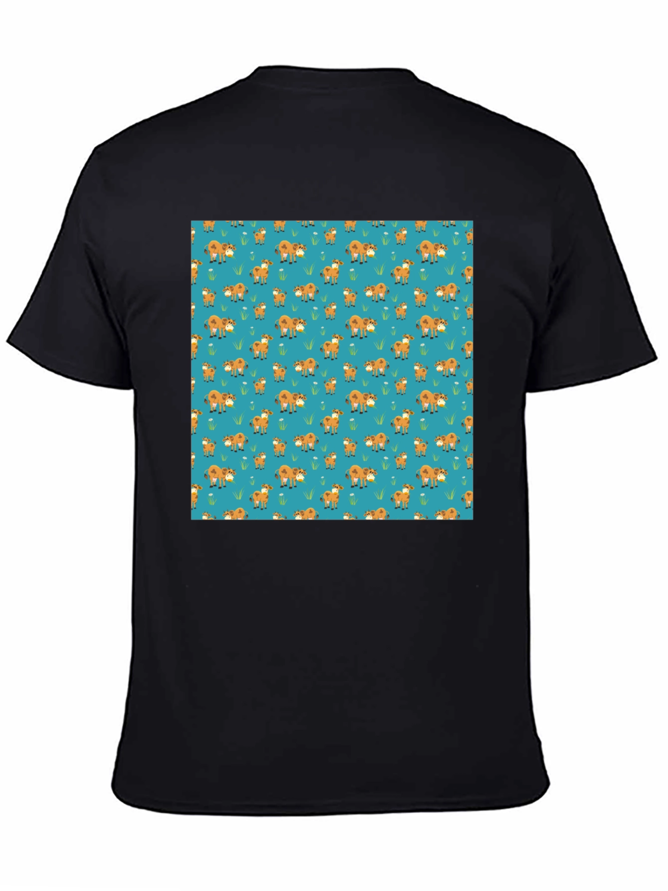 Black Fox Pattern Black Casual T-Shirt view 4
