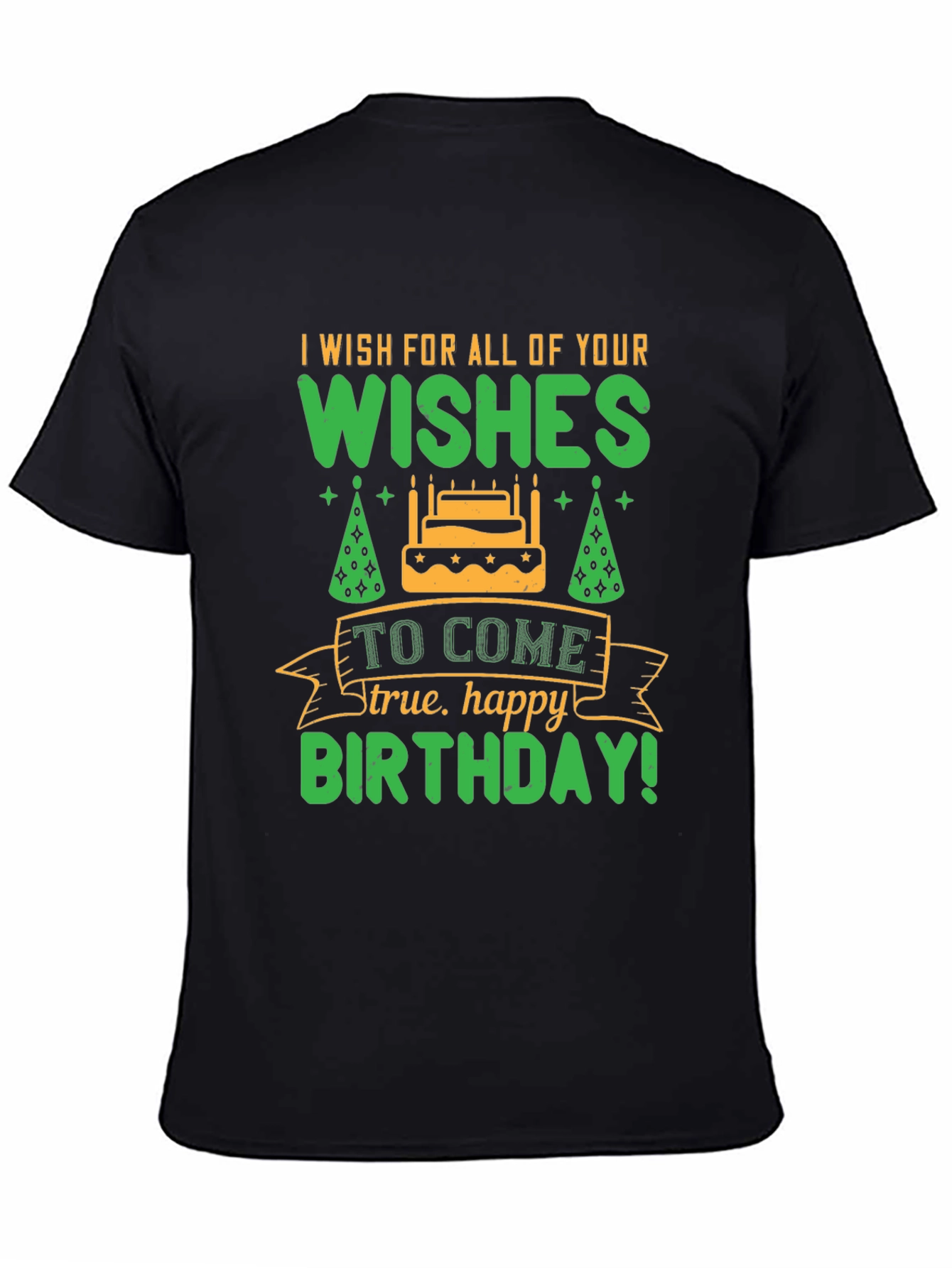 Black Birthday Wishes Graphic Tee - Black Cotton Shirt view 4