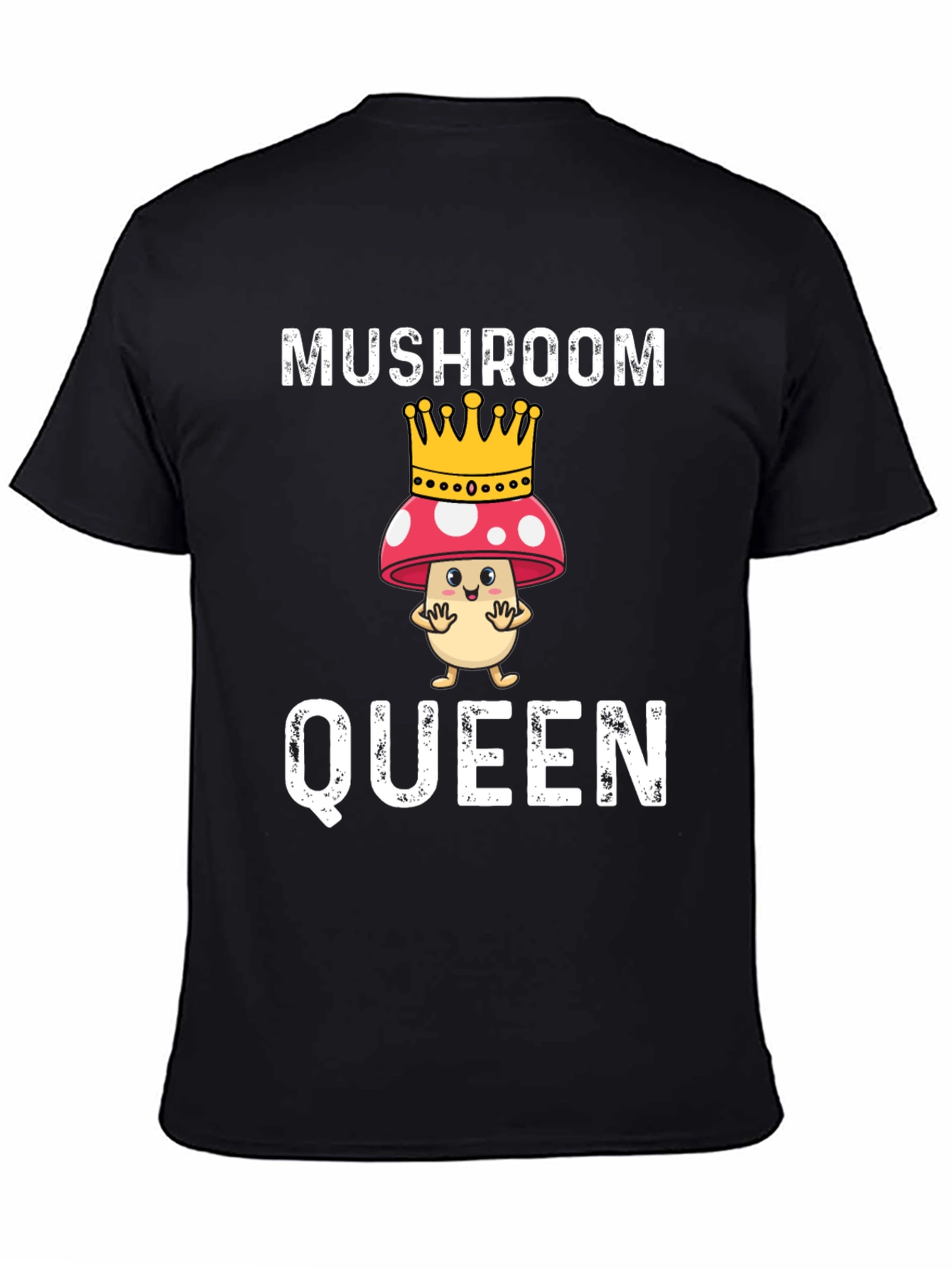 Black Mushroom Queen Funny Graphic T-Shirt view 4