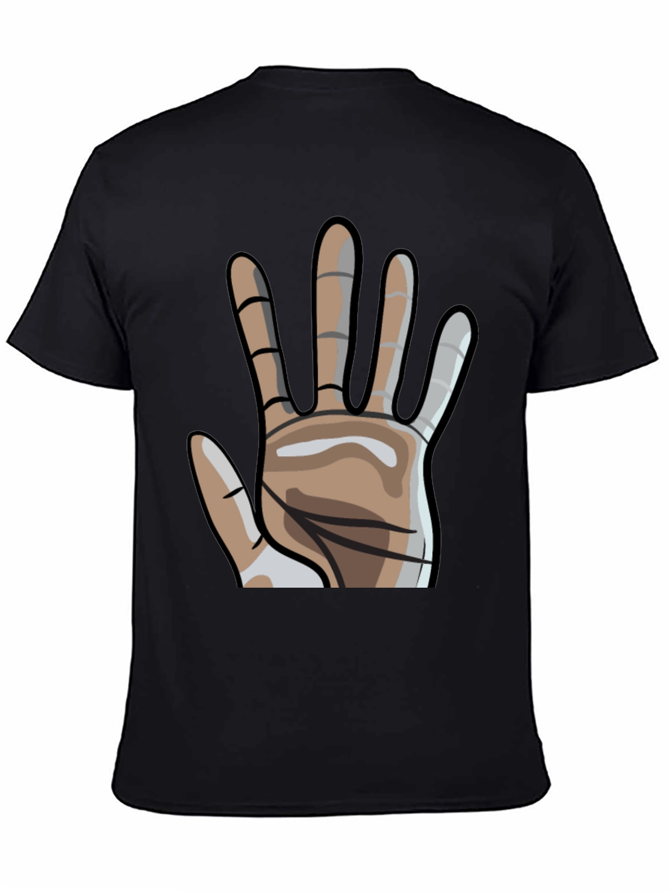 Black Graphic Hand Print Crew Neck T-Shirt view 4
