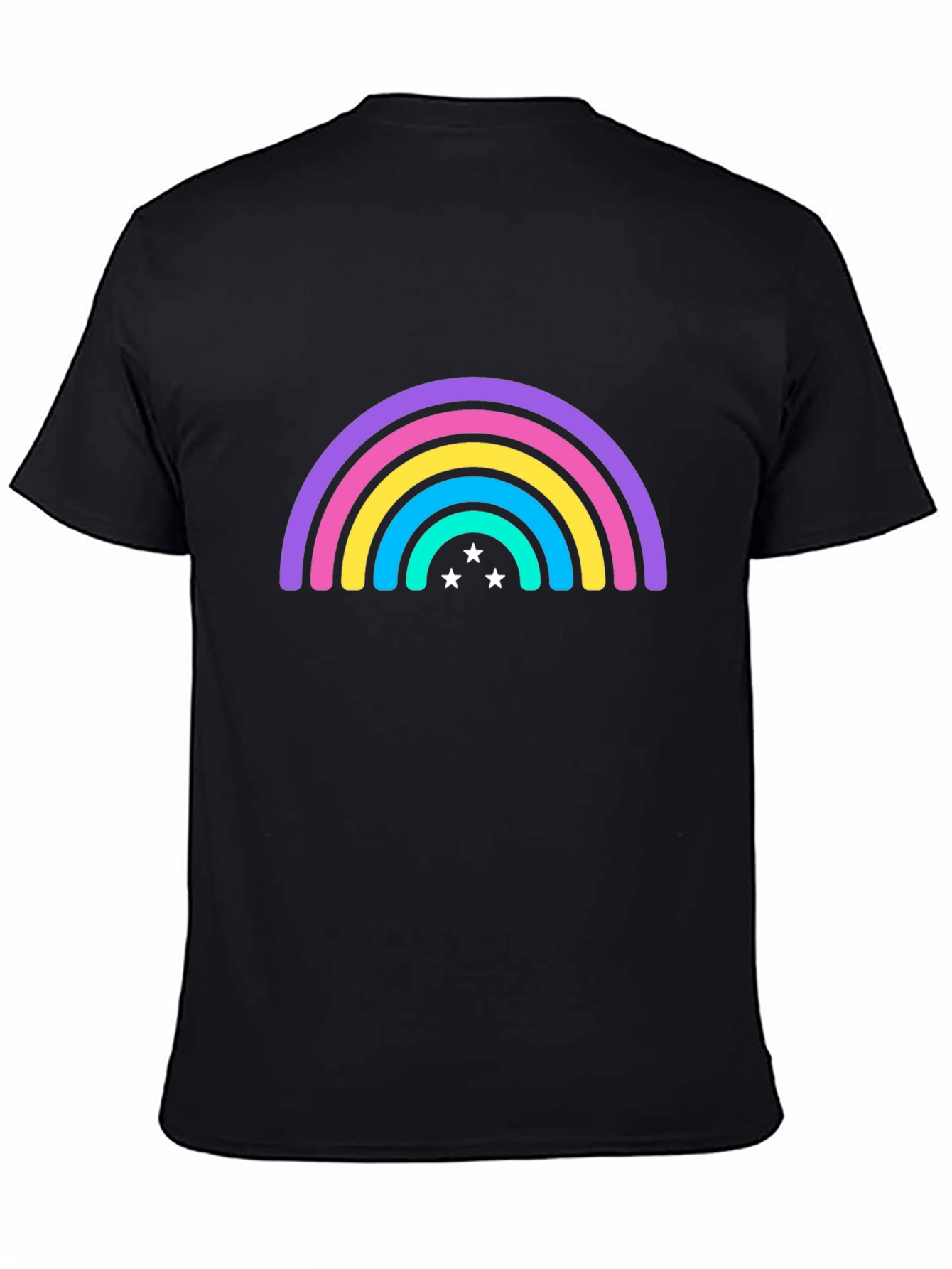 Black Rainbow Star Graphic Tee - Black Casual T-Shirt view 4