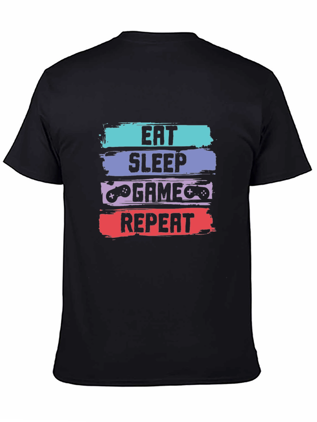 Black Eat Sleep Game Repeat T-Shirt - Gamer Tee view 4