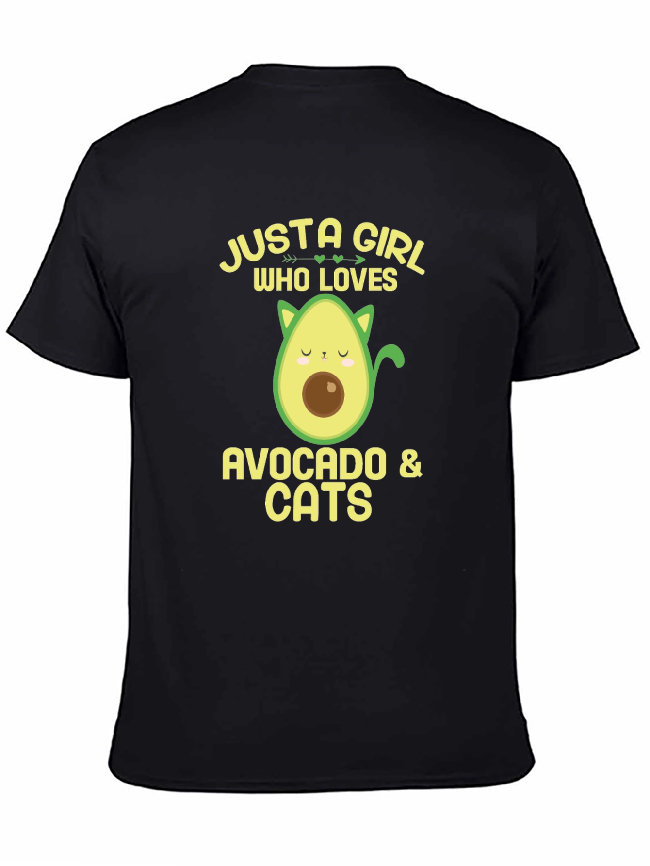Black Avocado & Cats T-Shirt - Just A Girl Who Loves Them! view 4