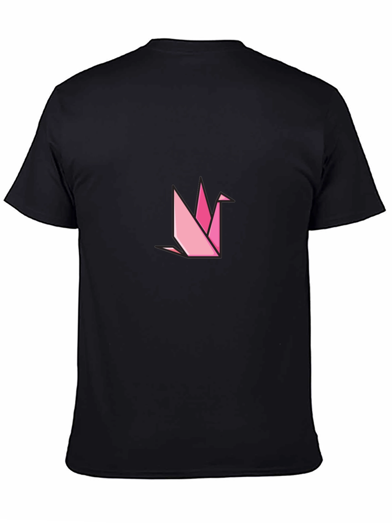 Black Geometric Origami Crane Black T-Shirt view 4