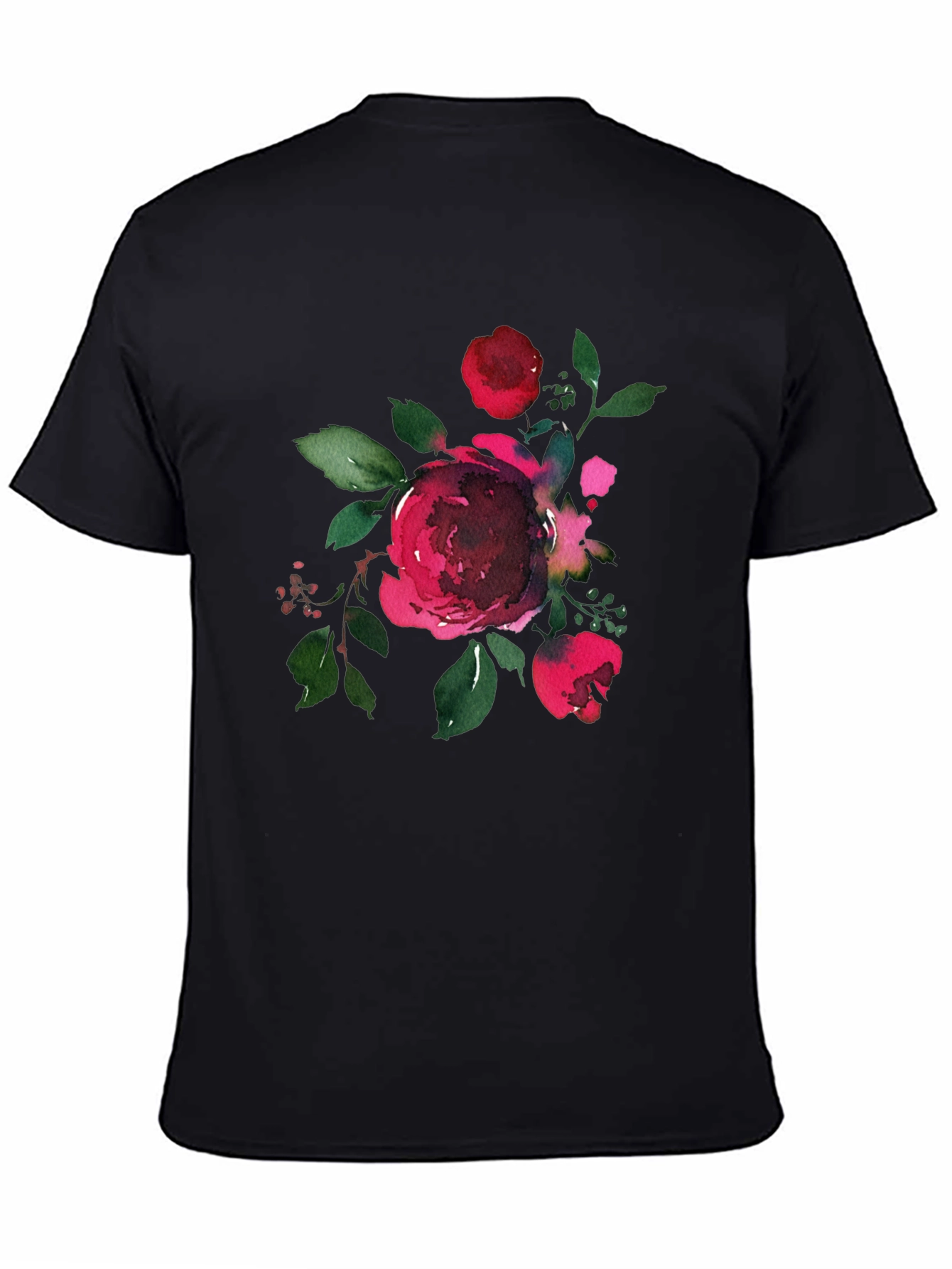 Black Floral Print Black T-Shirt view 4