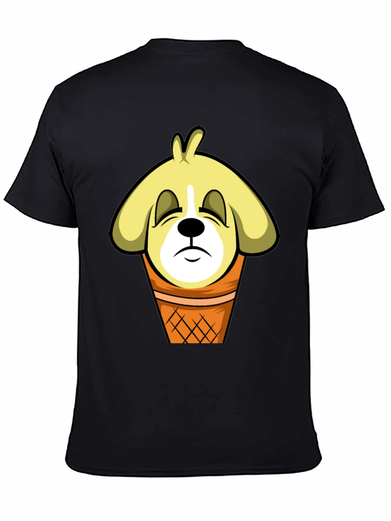 Black Funny Dog Ice Cream Cone T-Shirt view 4