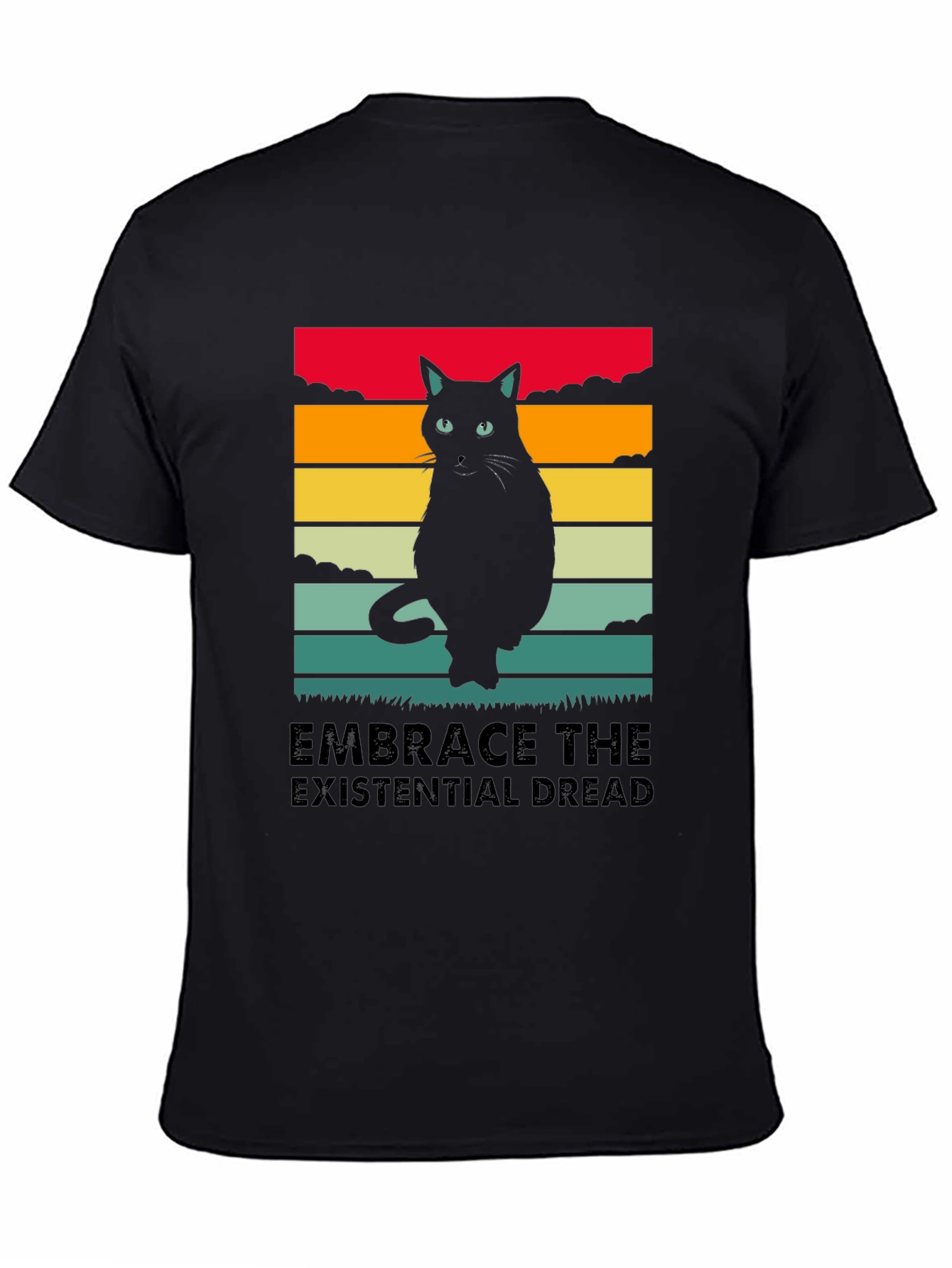 Black Embrace the Existential Dread Cat T-Shirt view 4