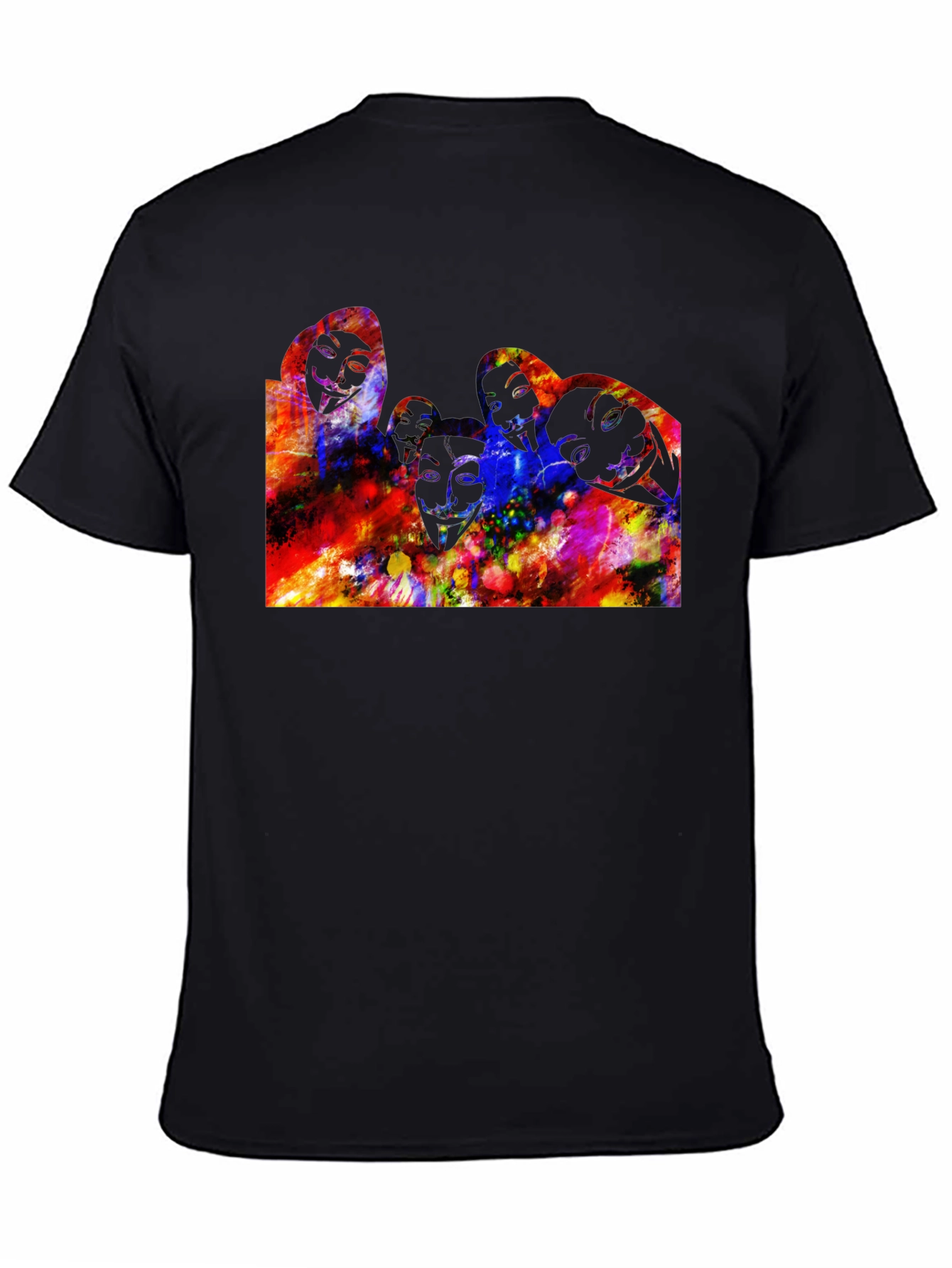 Black Abstract Faces Graphic Black T-Shirt view 4