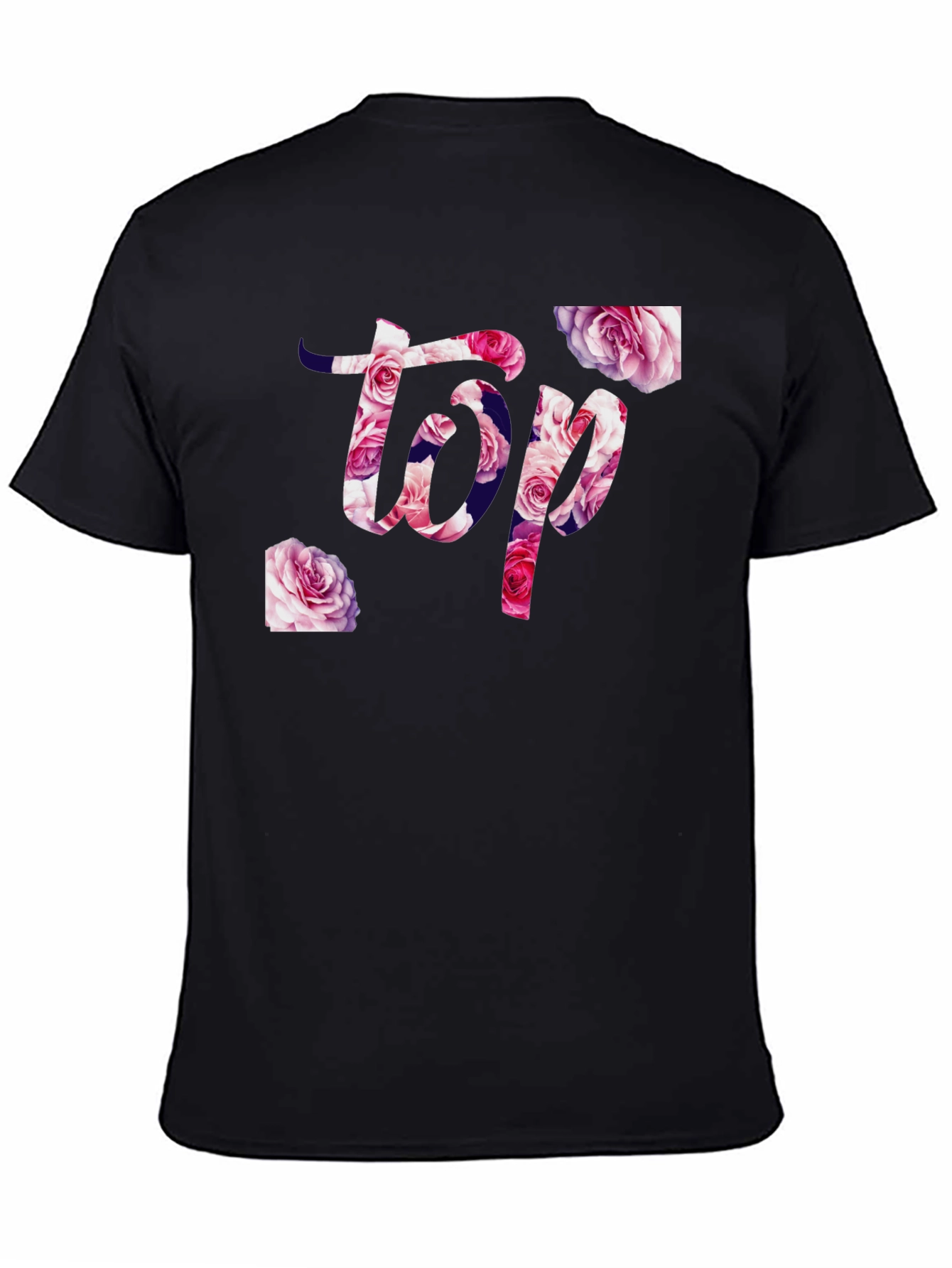 Black Floral Top T-Shirt - Stylish Graphic Tee view 4
