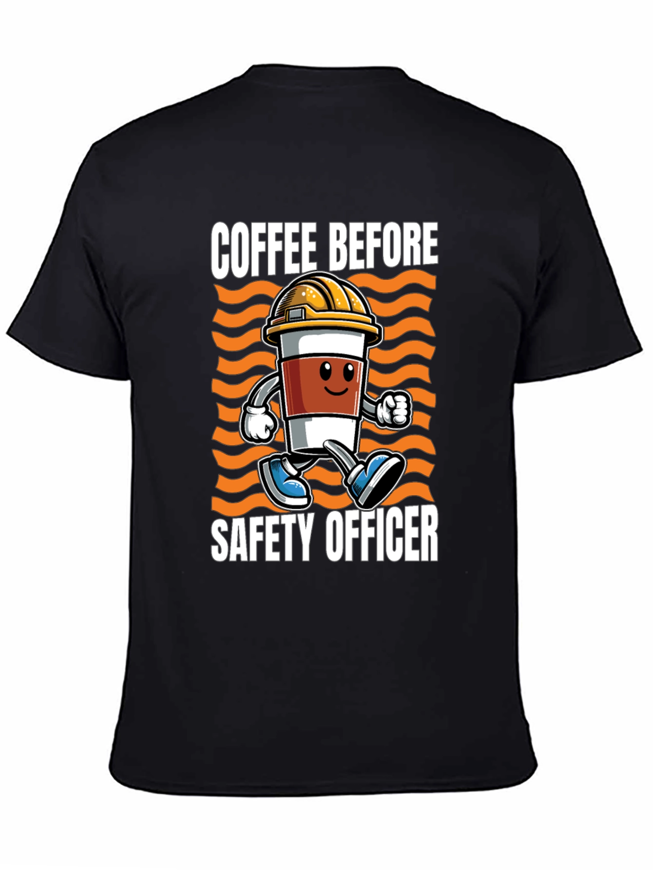 Black Coffee Before Safety Officer T-Shirt view 4