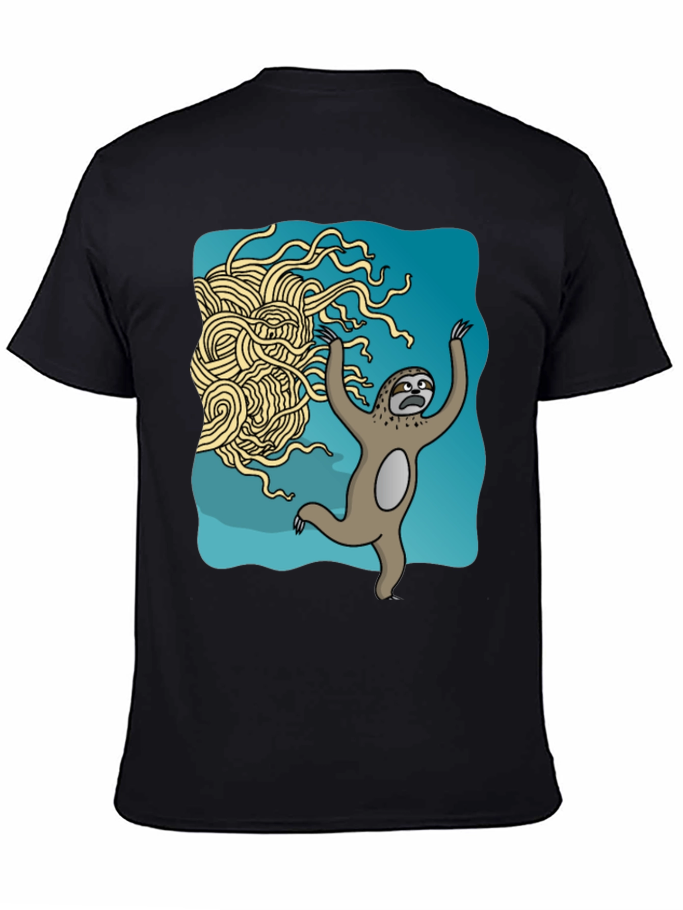 Black Sloth vs. Flying Spaghetti Monster Graphic T-Shirt view 4