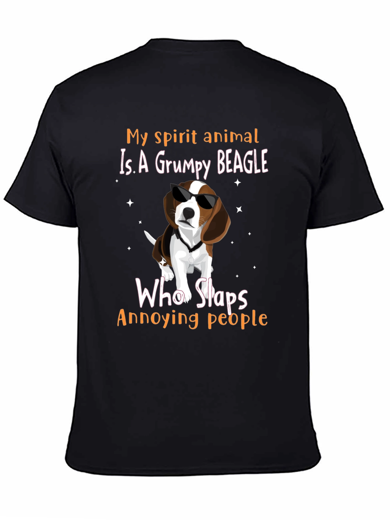 Black Grumpy Beagle T-Shirt - "My Spirit Animal Slaps Annoying People" view 4