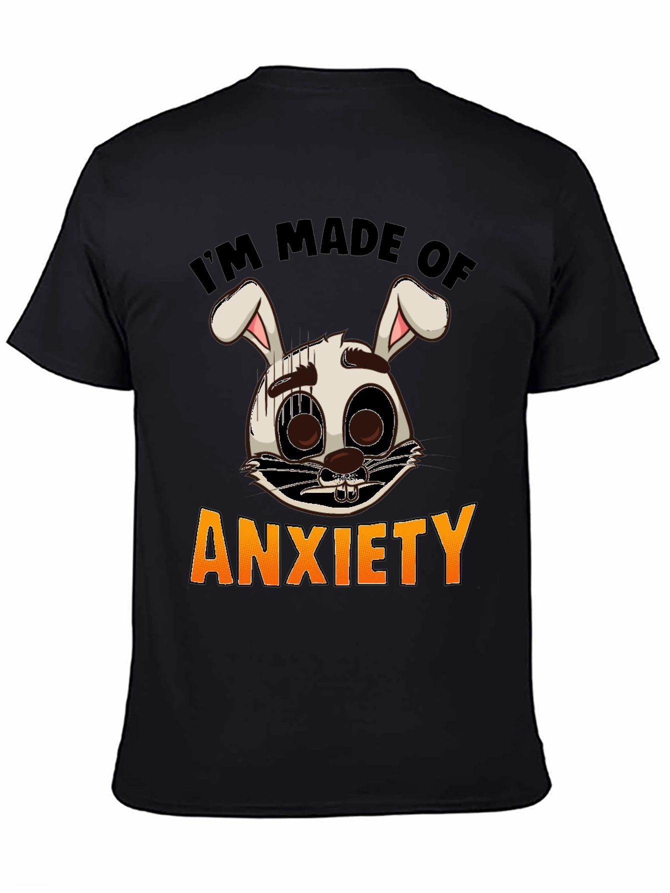 Black Anxiety Bunny Graphic Tee - I'm Made of Anxiety T-Shirt view 4