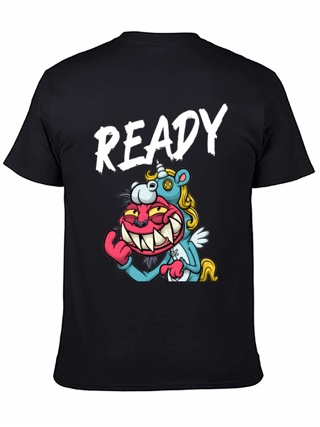 Black Ready Cartoon Graphic T-Shirt view 4
