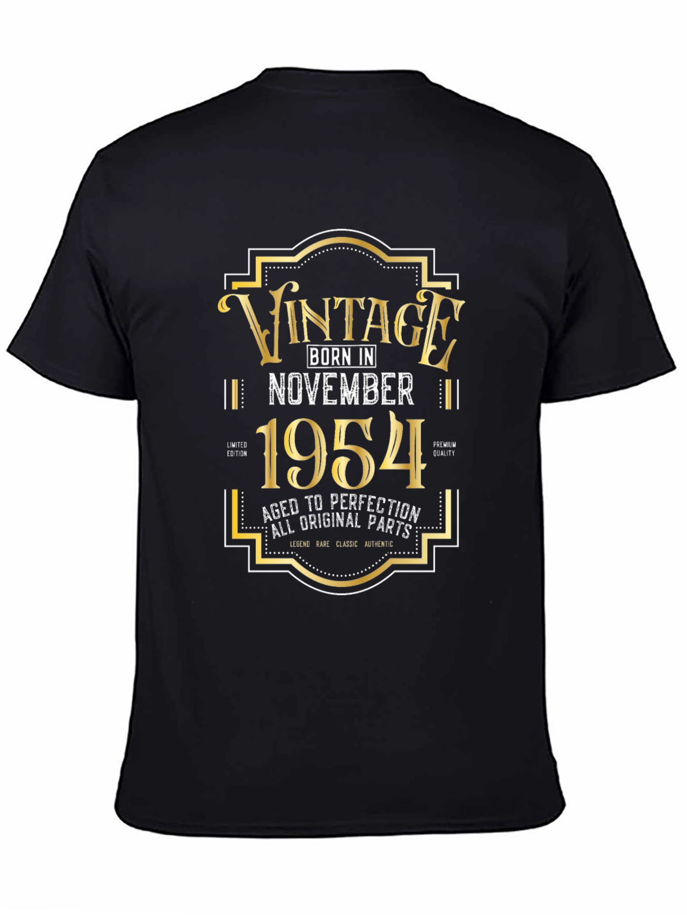 Black Vintage November 1954 Birthday T-Shirt view 4