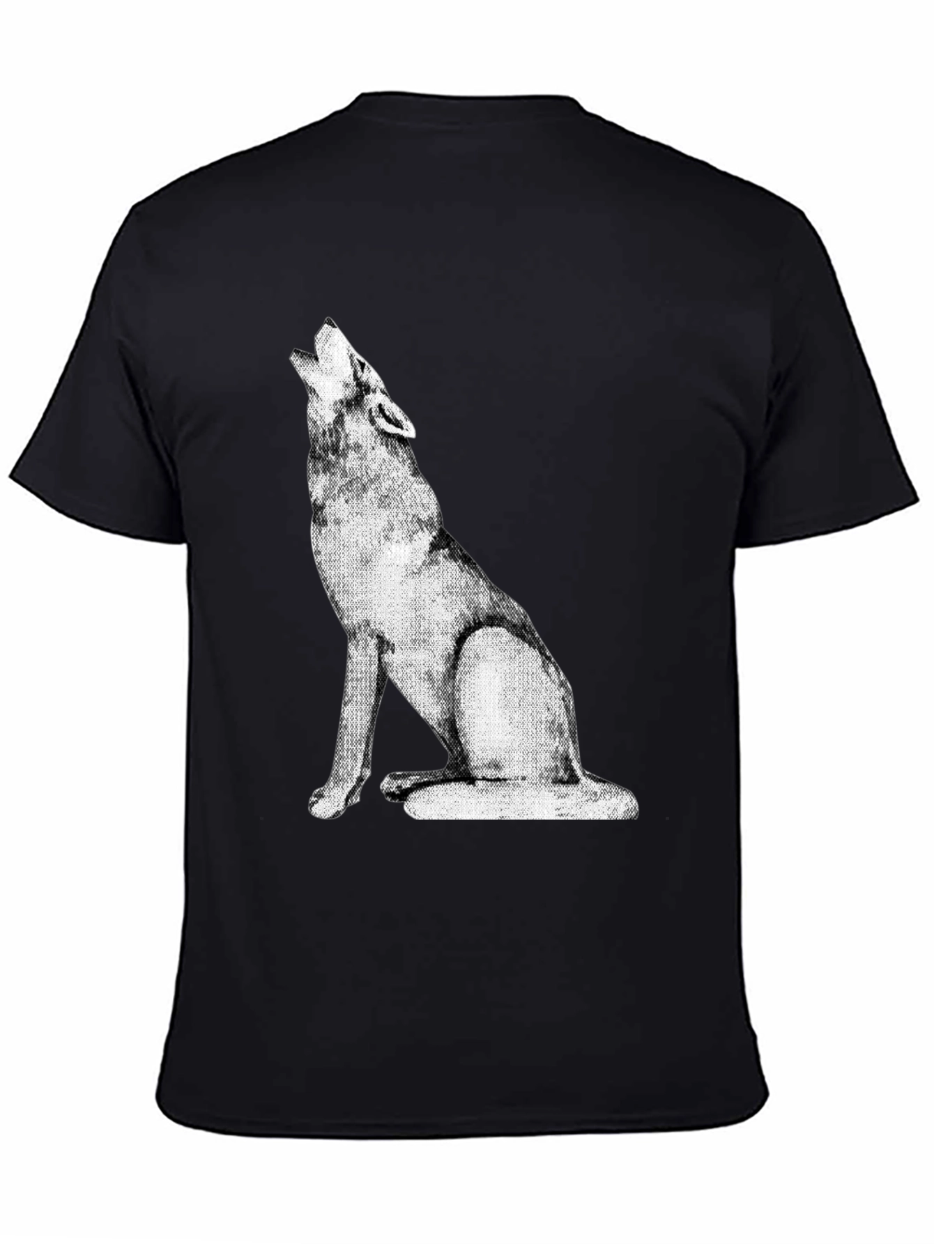 Black Wolf Howling Graphic Tee - Black view 4