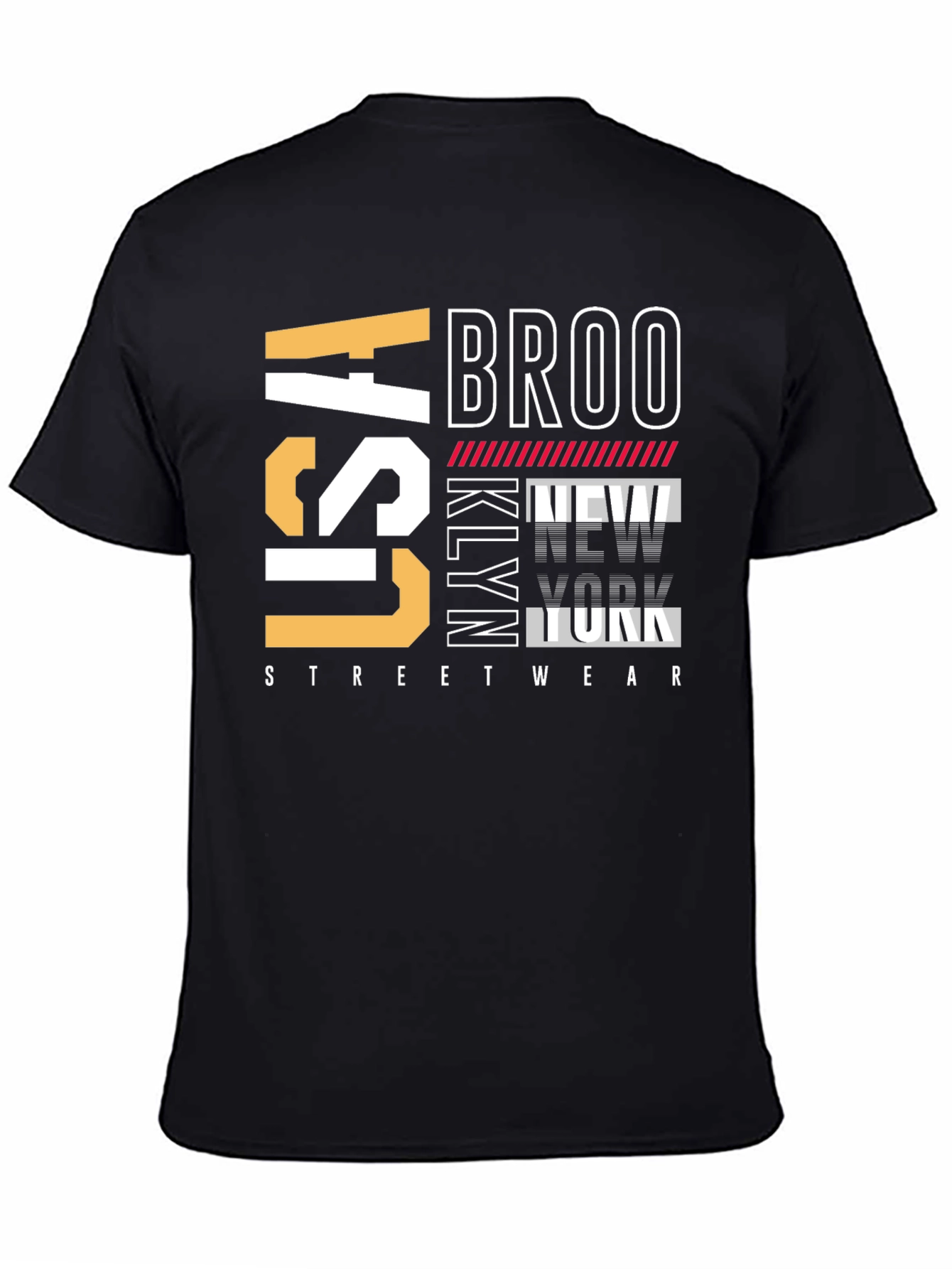 Black Brooklyn USA Streetwear T-Shirt view 4
