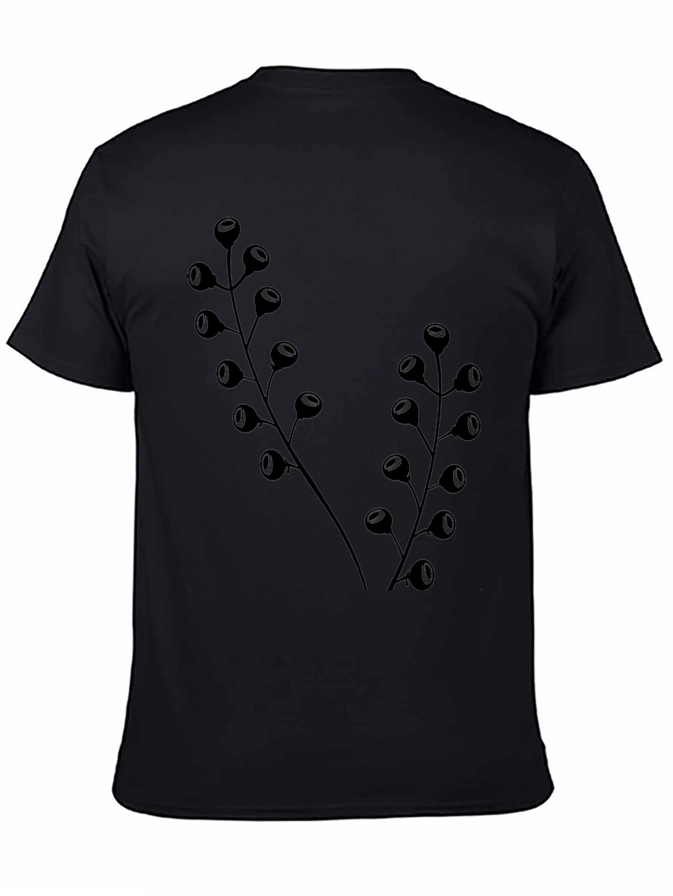 Black Botanical Black T-Shirt - Modern Plant Design view 4